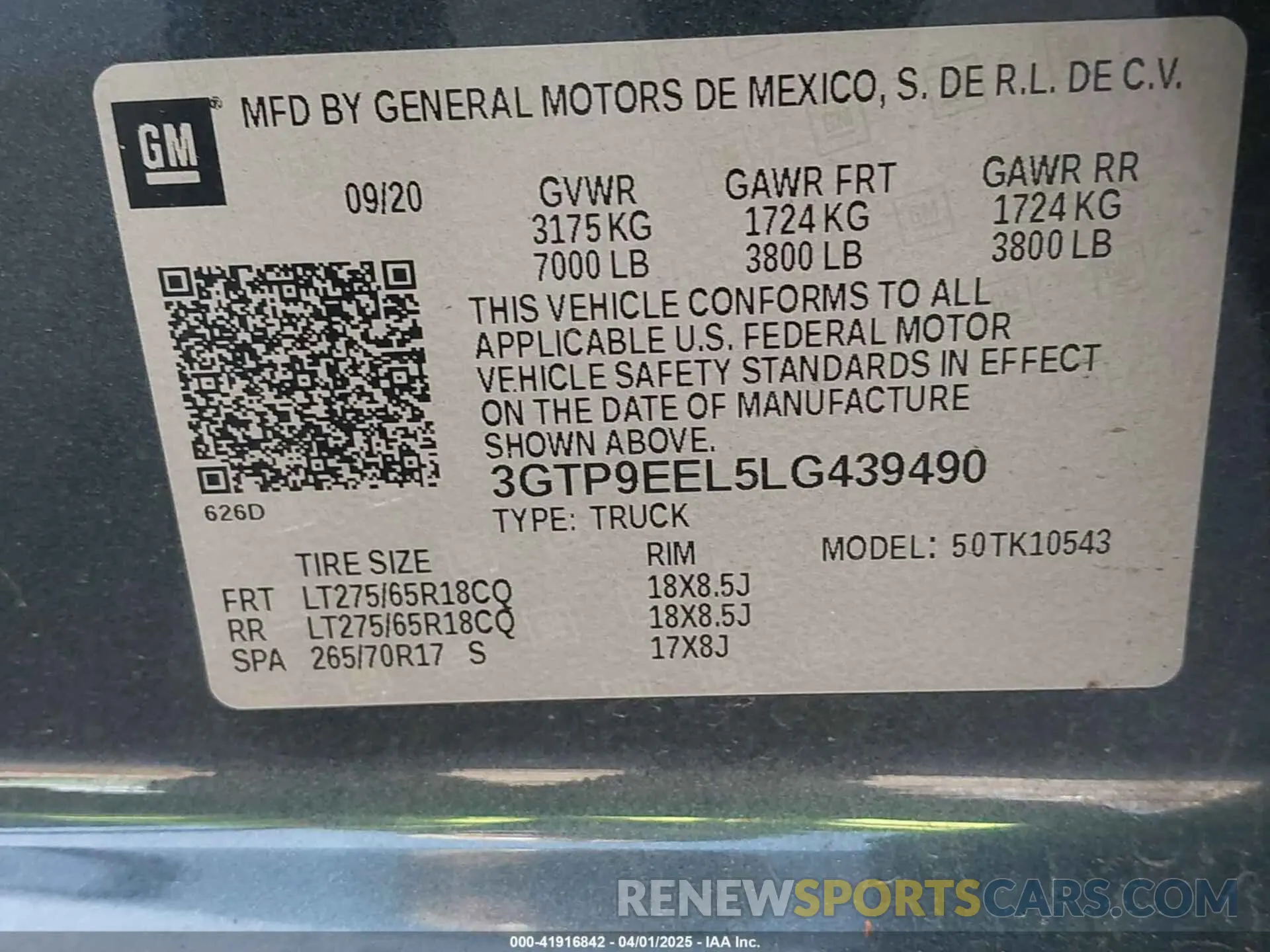 9 Photograph of a damaged car 3GTP9EEL5LG439490 GMC SIERRA 1500 2020