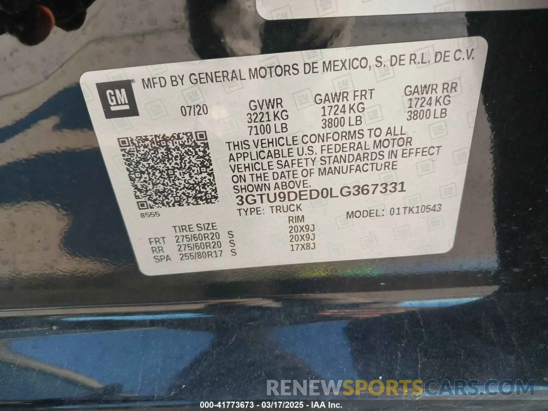 9 Photograph of a damaged car 3GTU9DED0LG367331 GMC SIERRA 1500 2020