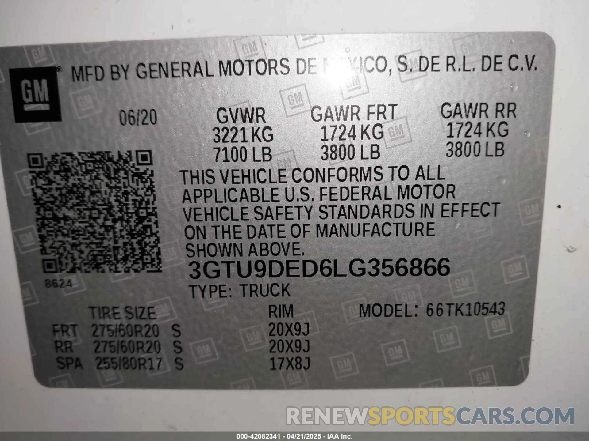 9 Photograph of a damaged car 3GTU9DED6LG356866 GMC SIERRA 1500 2020