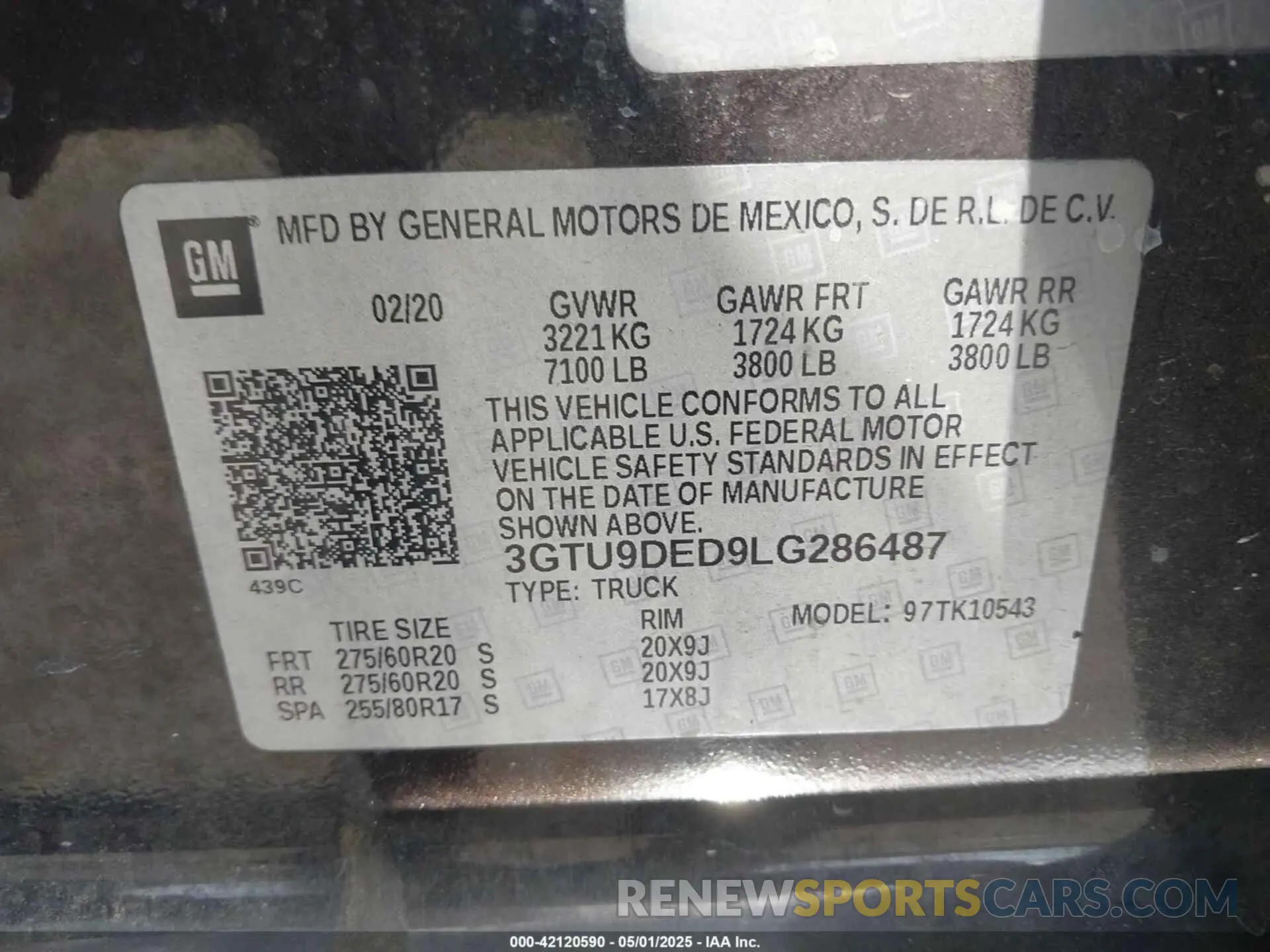 9 Photograph of a damaged car 3GTU9DED9LG286487 GMC SIERRA 1500 2020