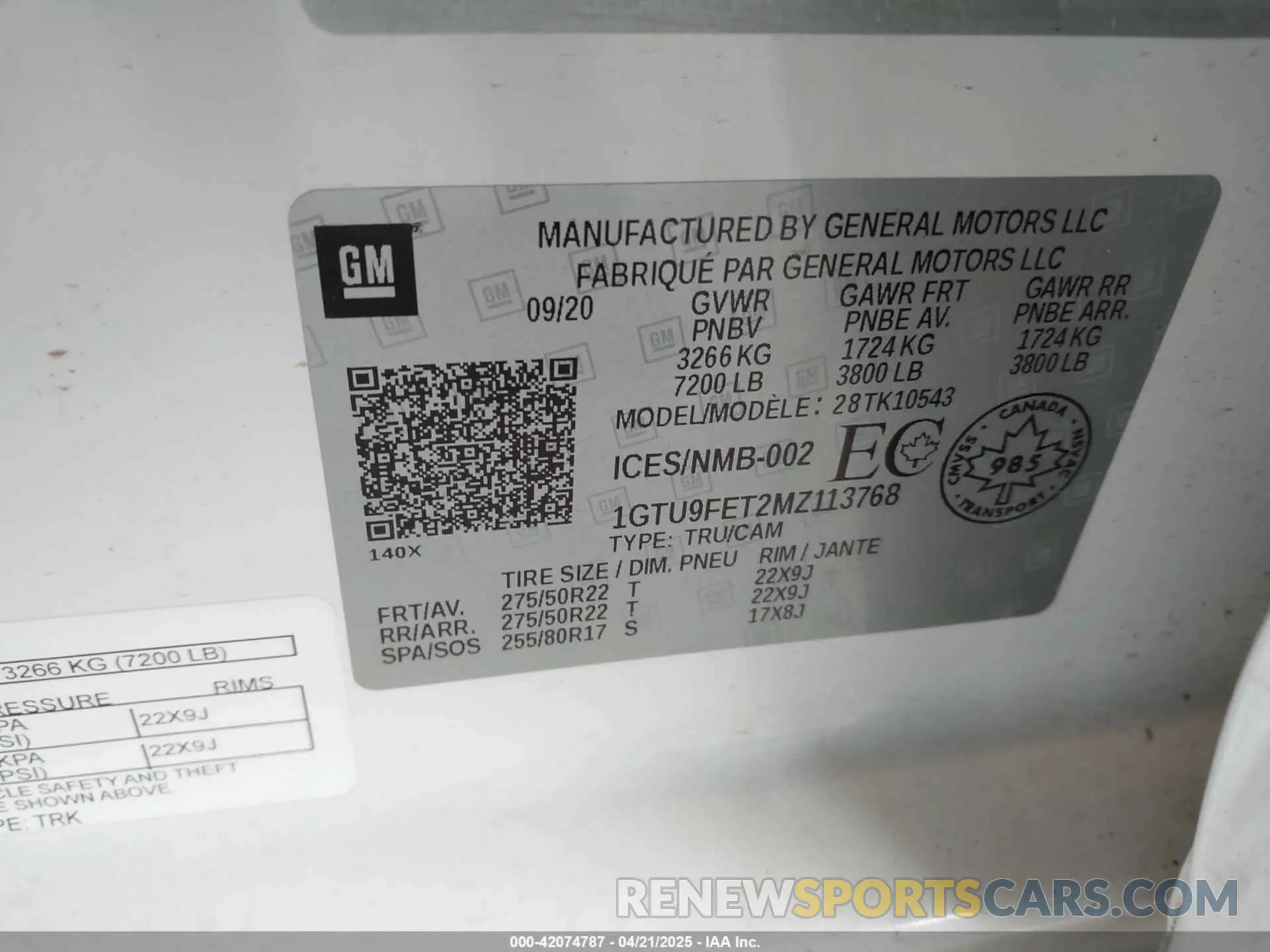 9 Photograph of a damaged car 1GTU9FET2MZ113768 GMC SIERRA 1500 2021