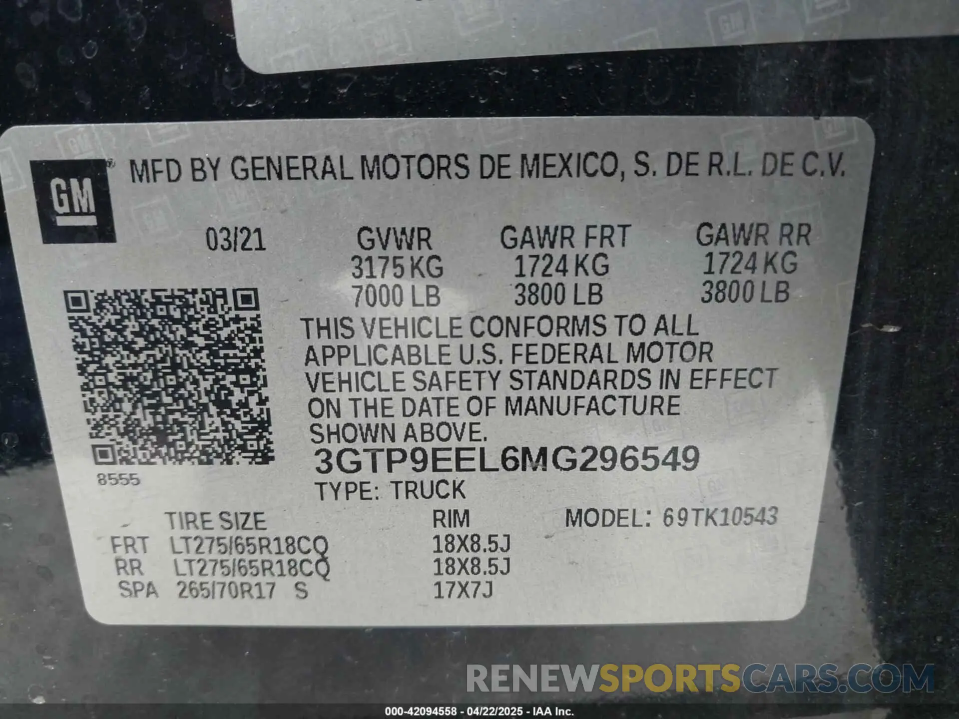 9 Photograph of a damaged car 3GTP9EEL6MG296549 GMC SIERRA 1500 2021