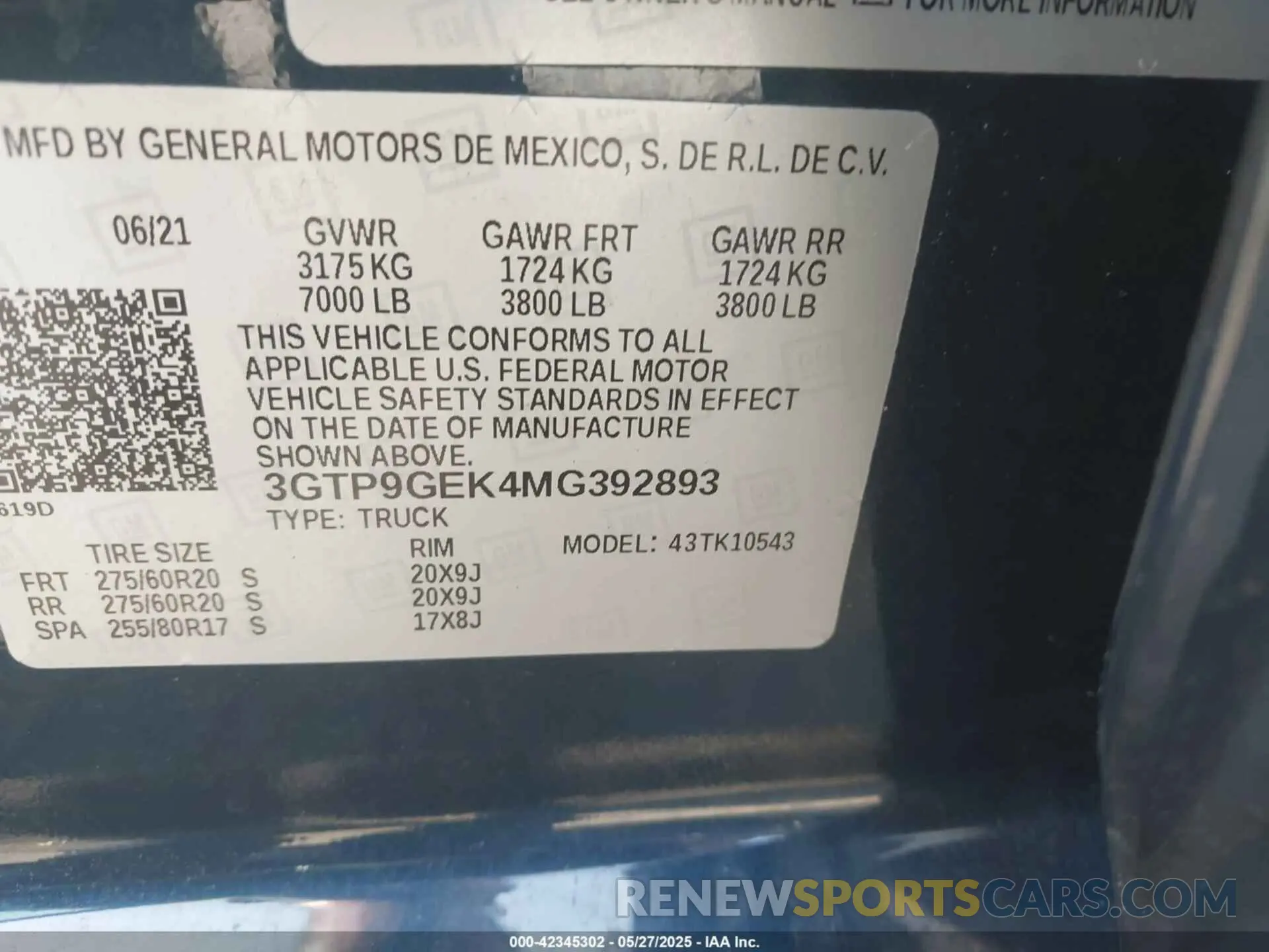 9 Photograph of a damaged car 3GTP9GEK4MG392893 GMC SIERRA 1500 2021