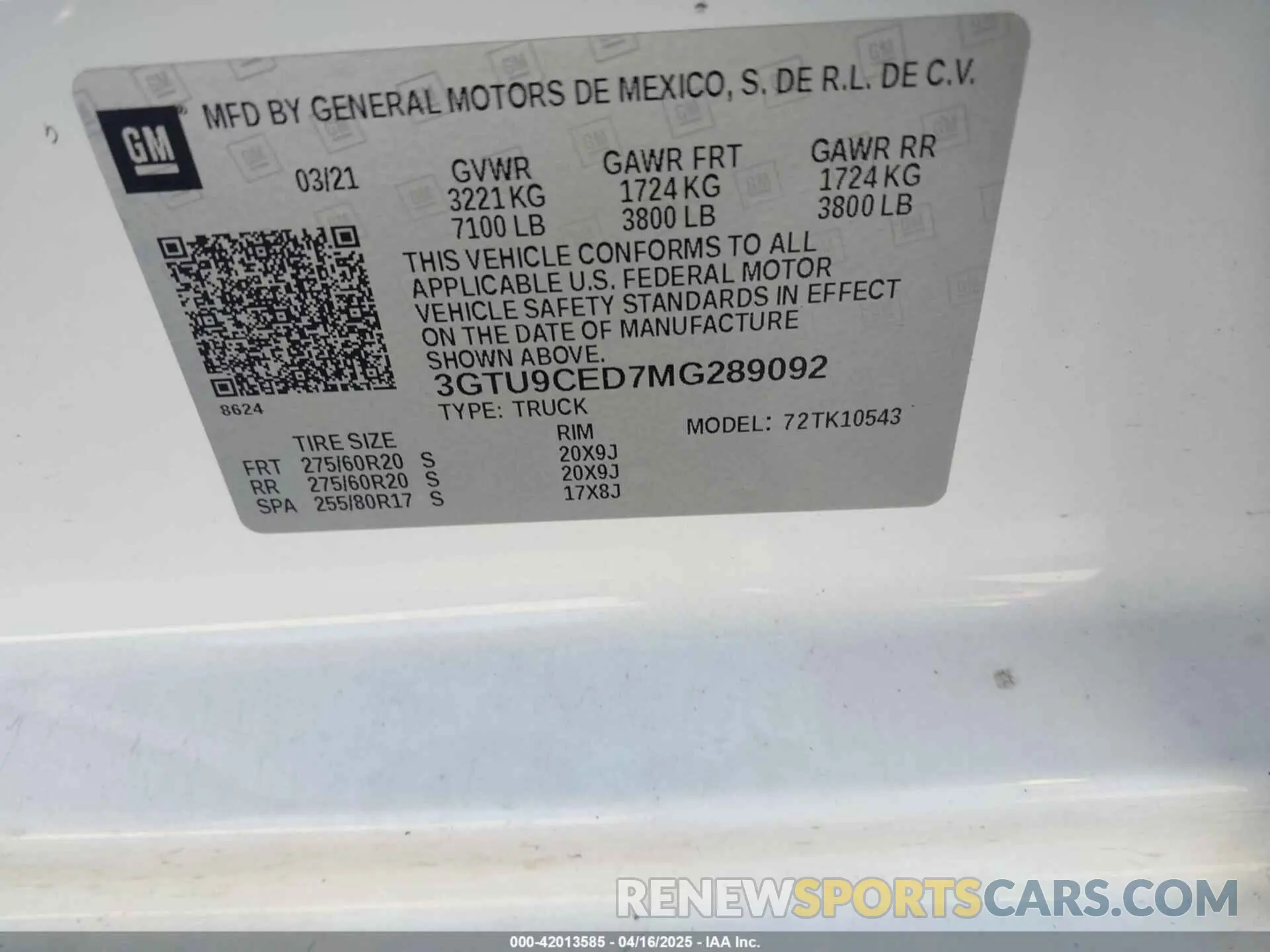 9 Photograph of a damaged car 3GTU9CED7MG289092 GMC SIERRA 1500 2021