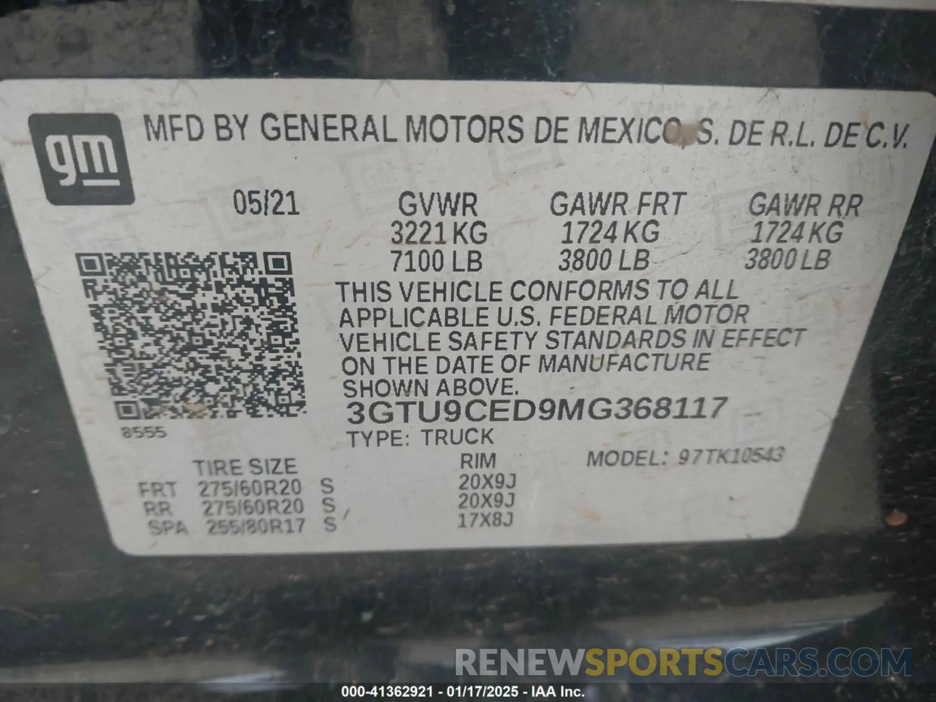 9 Photograph of a damaged car 3GTU9CED9MG368117 GMC SIERRA 1500 2021