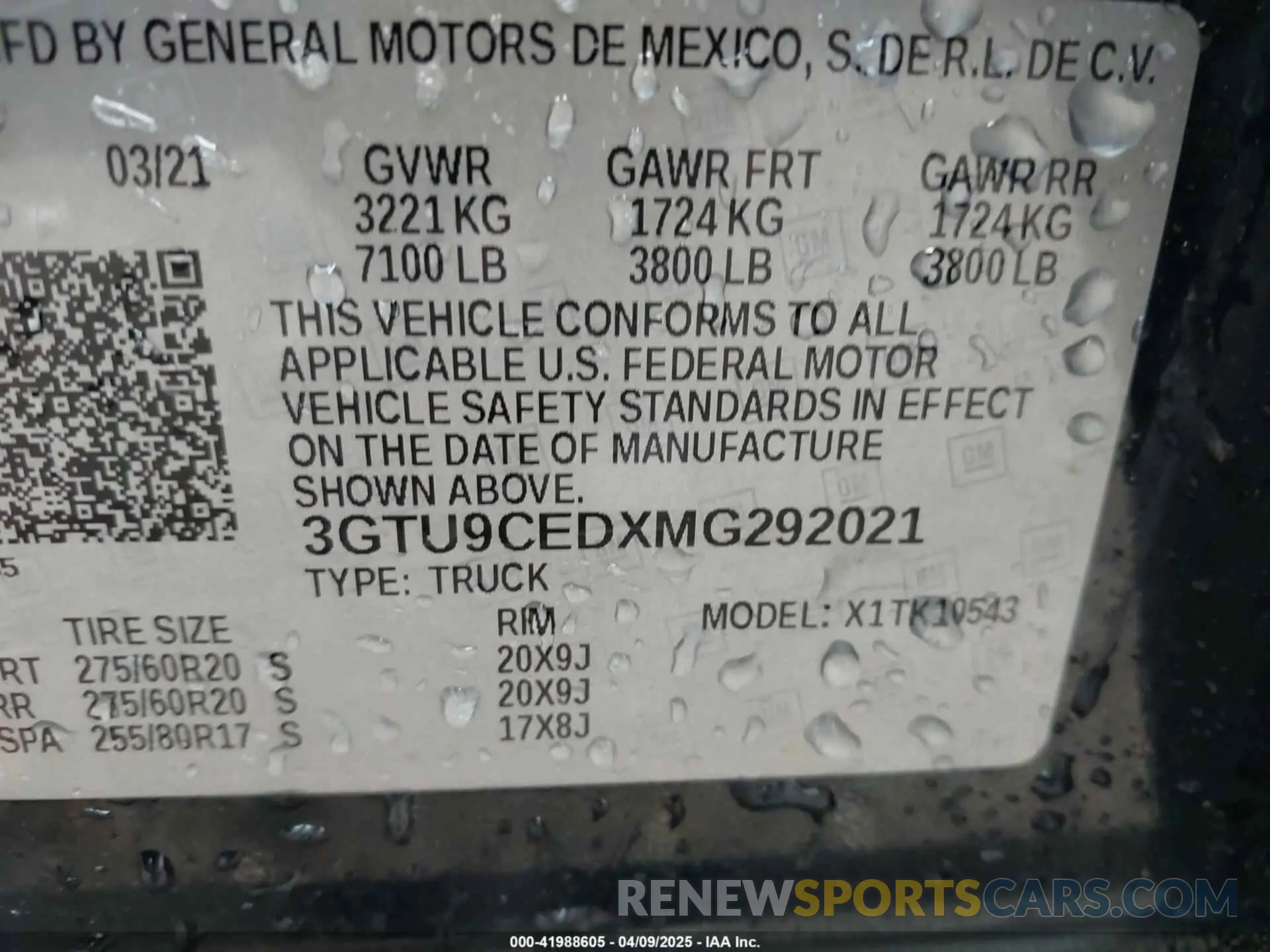 9 Photograph of a damaged car 3GTU9CEDXMG292021 GMC SIERRA 1500 2021