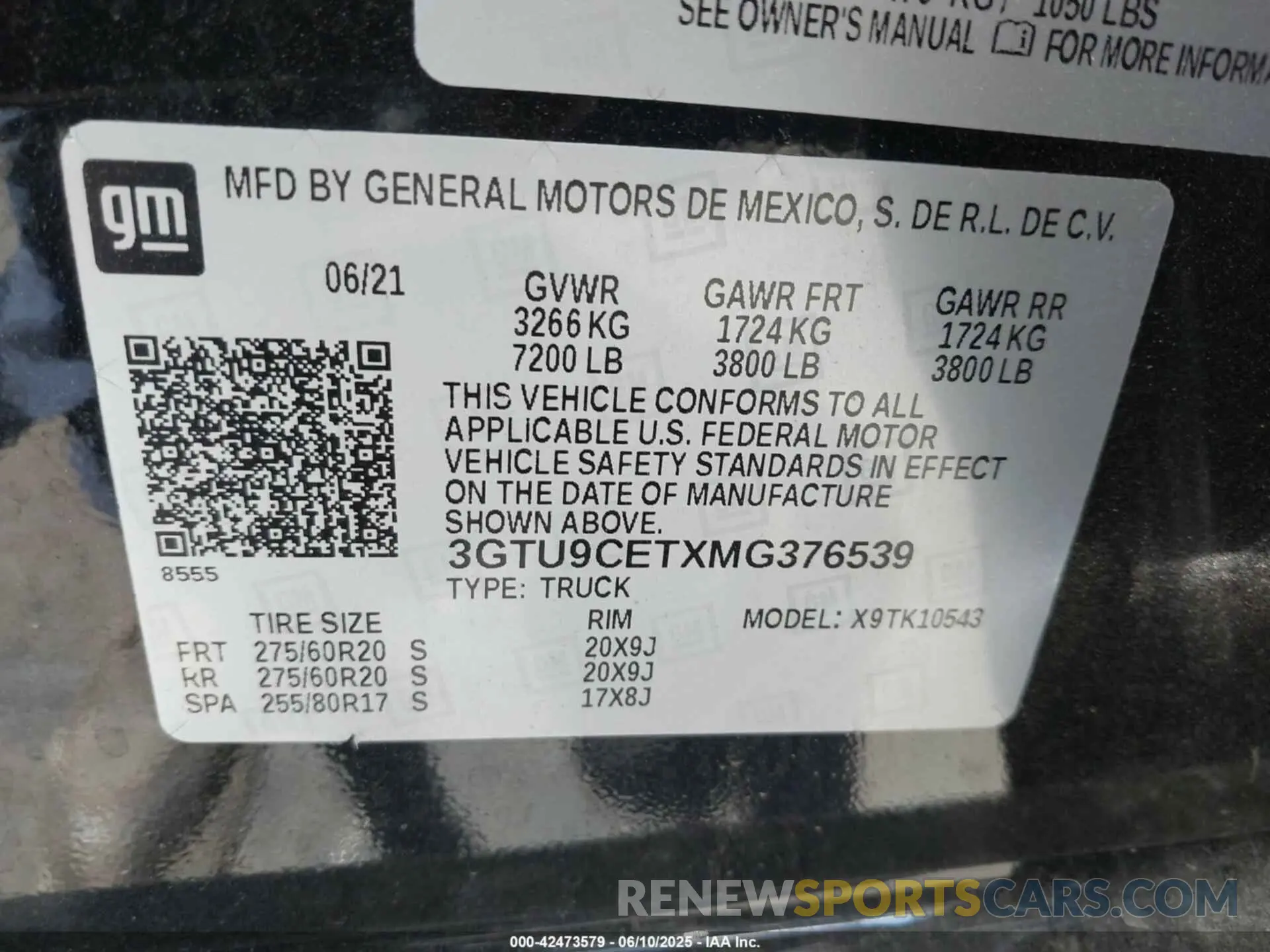 9 Photograph of a damaged car 3GTU9CETXMG376539 GMC SIERRA 1500 2021