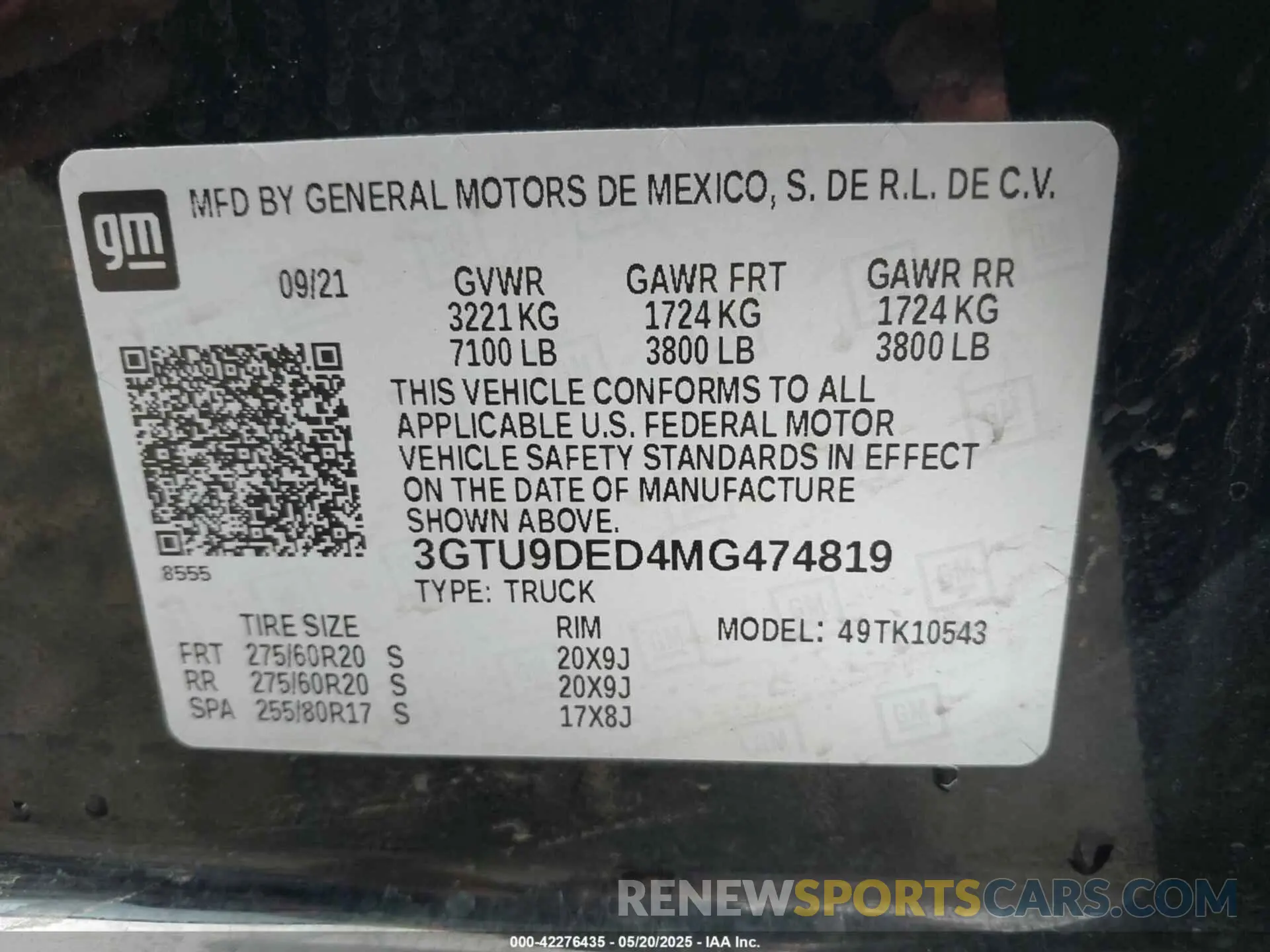 9 Photograph of a damaged car 3GTU9DED4MG474819 GMC SIERRA 1500 2021