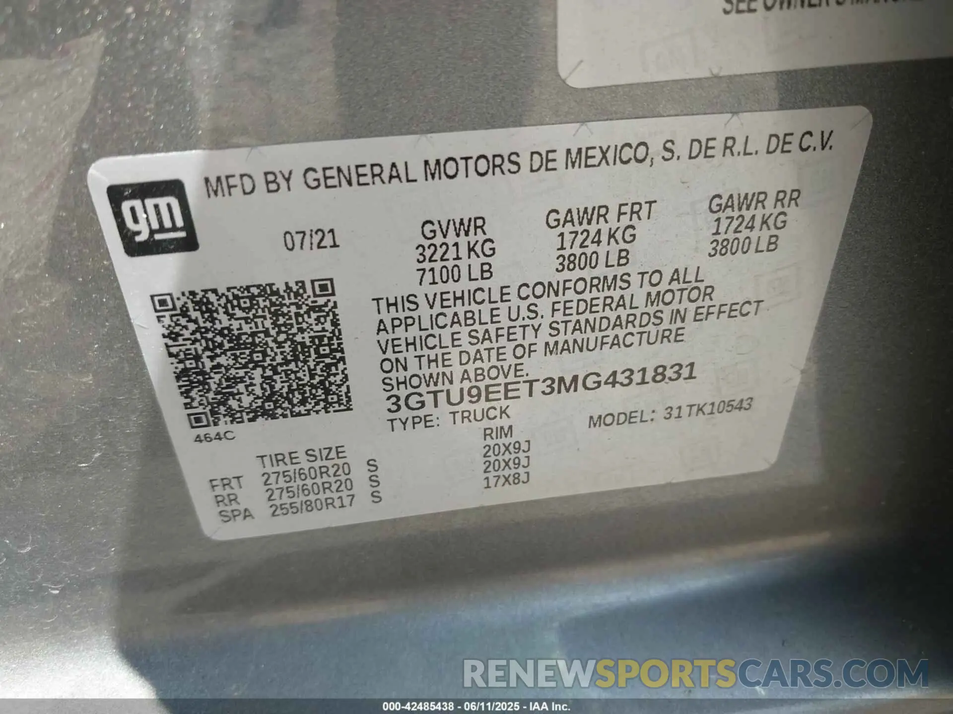 9 Photograph of a damaged car 3GTU9EET3MG431831 GMC SIERRA 1500 2021