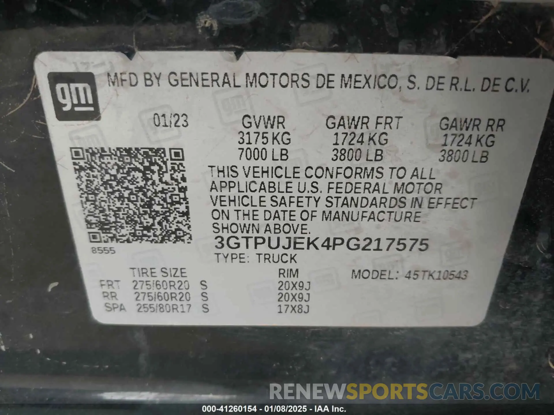 9 Photograph of a damaged car 3GTPUJEK4PG217575 GMC SIERRA 1500 2023