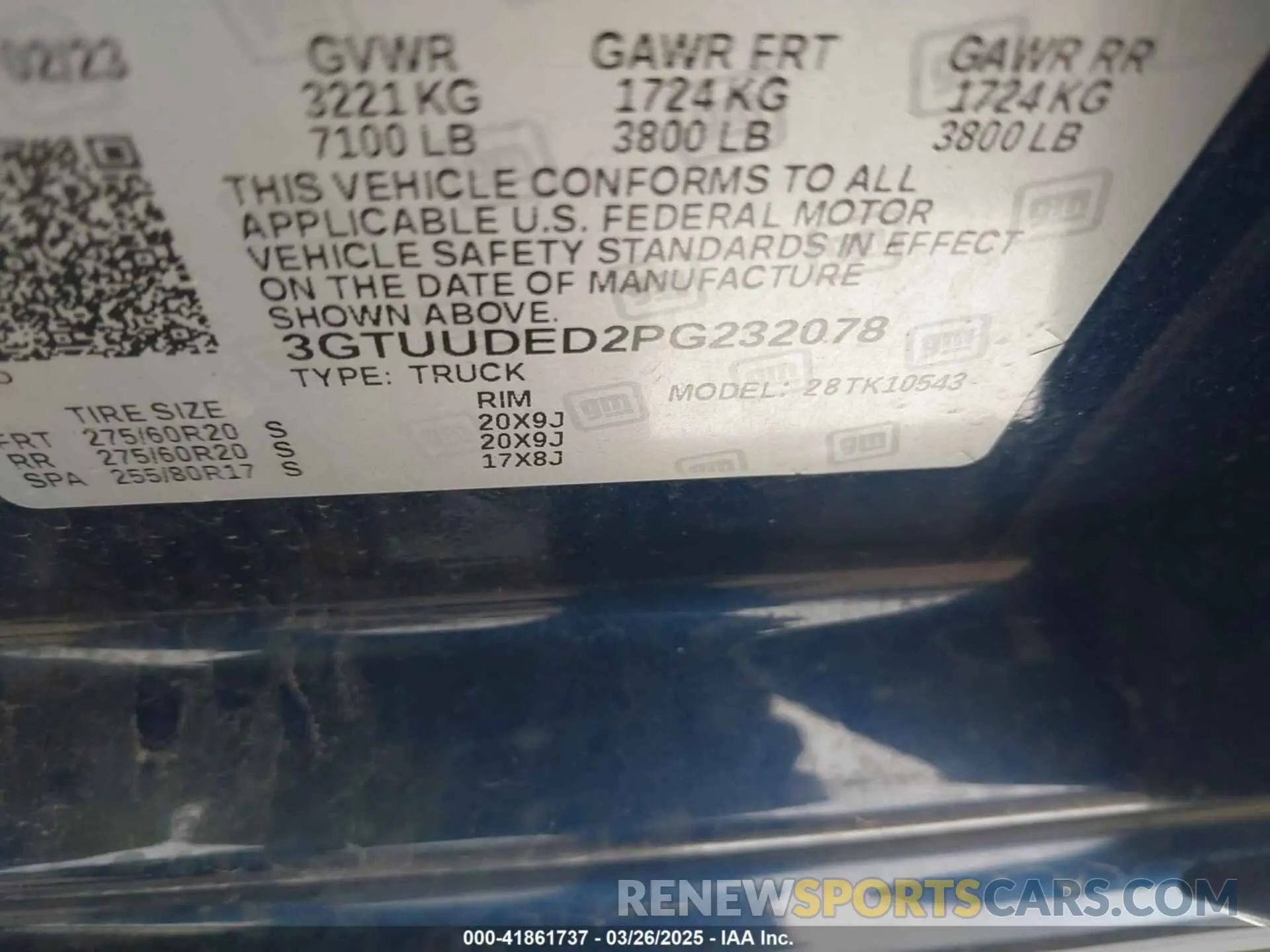 9 Photograph of a damaged car 3GTUUDED2PG232078 GMC SIERRA 1500 2023