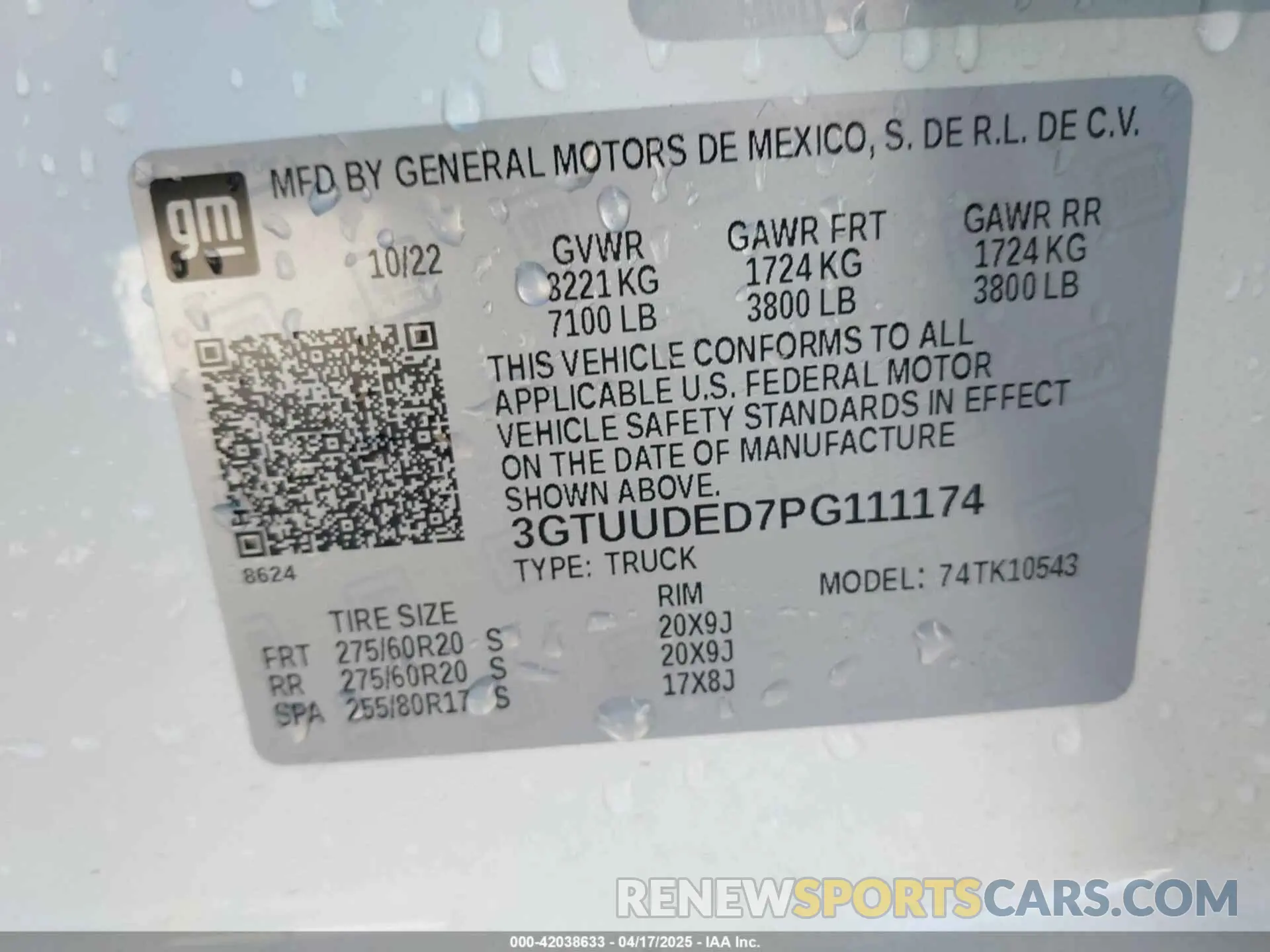 9 Photograph of a damaged car 3GTUUDED7PG111174 GMC SIERRA 1500 2023