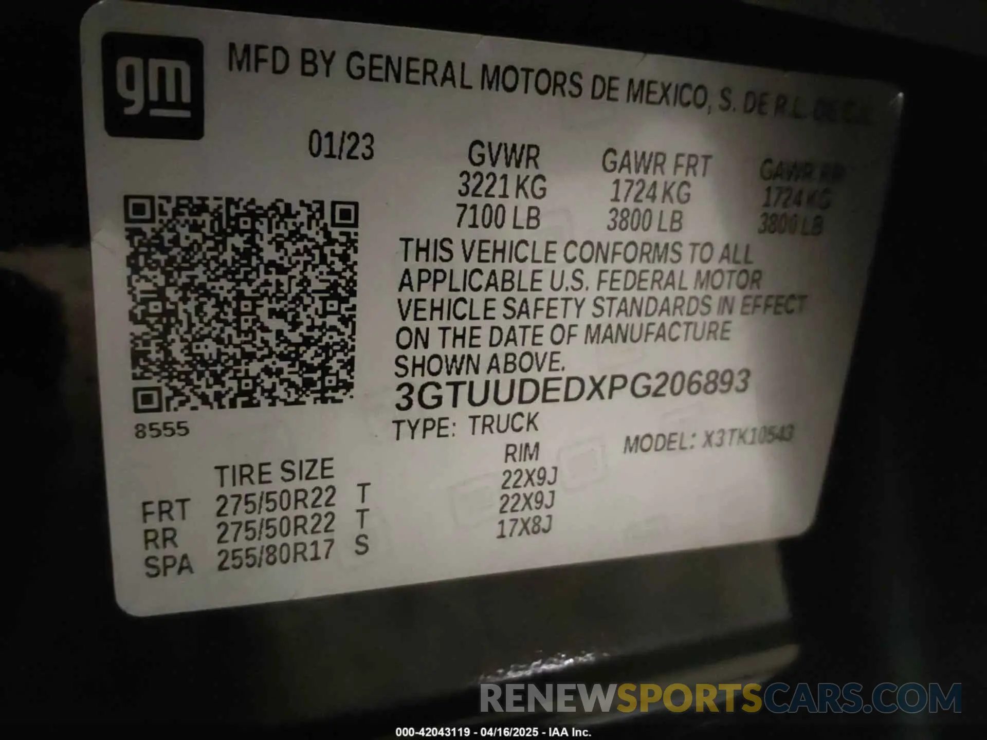 9 Photograph of a damaged car 3GTUUDEDXPG206893 GMC SIERRA 1500 2023
