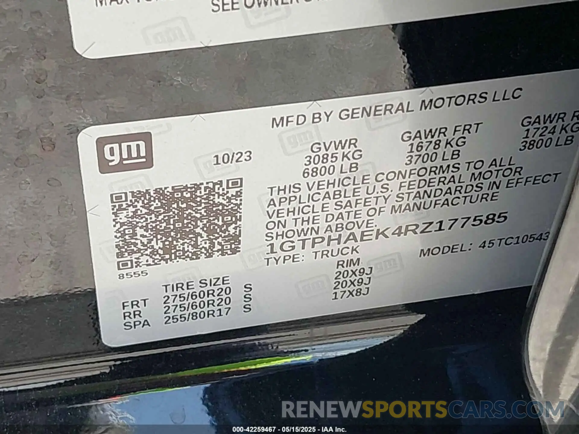 9 Photograph of a damaged car 1GTPHAEK4RZ177585 GMC SIERRA 1500 2024