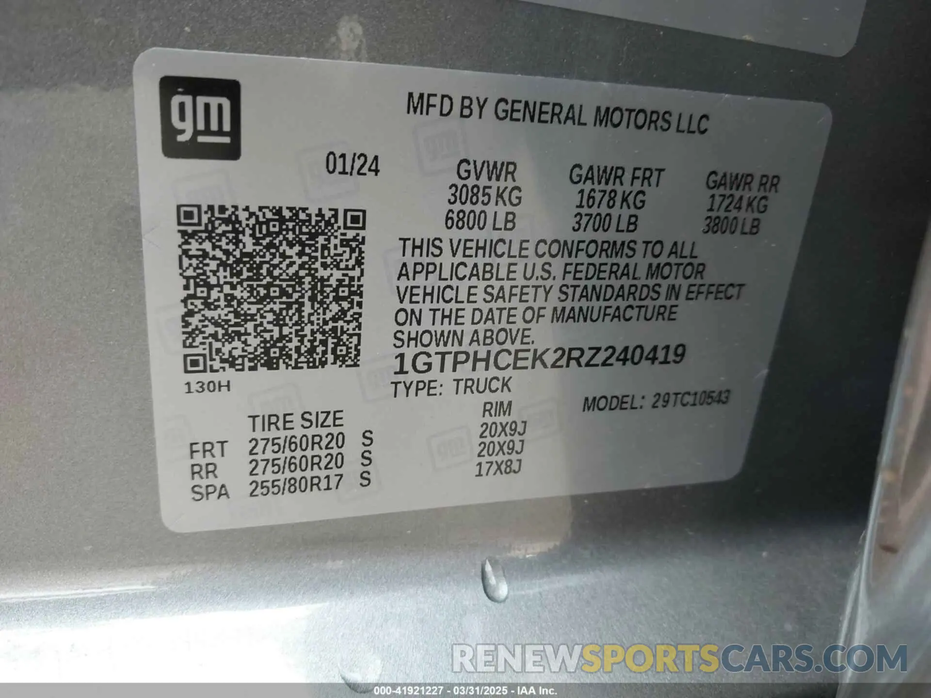 9 Photograph of a damaged car 1GTPHCEK2RZ240419 GMC SIERRA 1500 2024