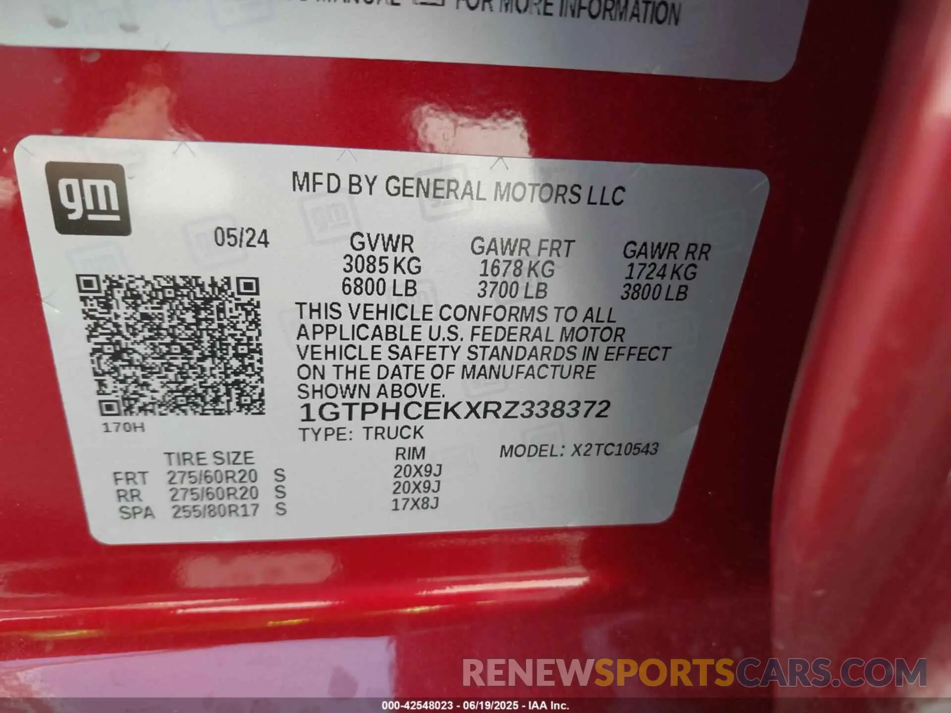 9 Photograph of a damaged car 1GTPHCEKXRZ338372 GMC SIERRA 1500 2024