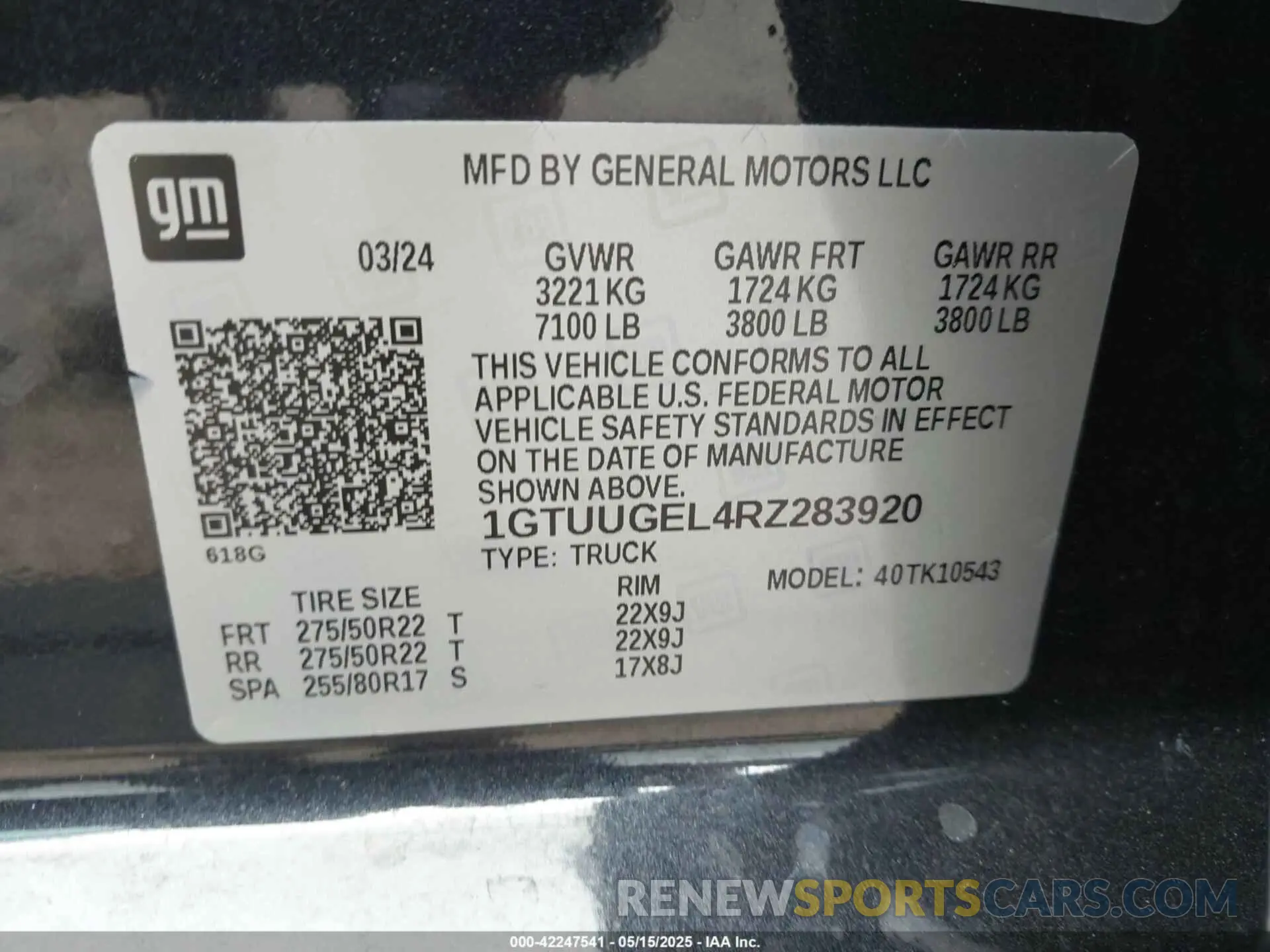 9 Photograph of a damaged car 1GTUUGEL4RZ283920 GMC SIERRA 1500 2024