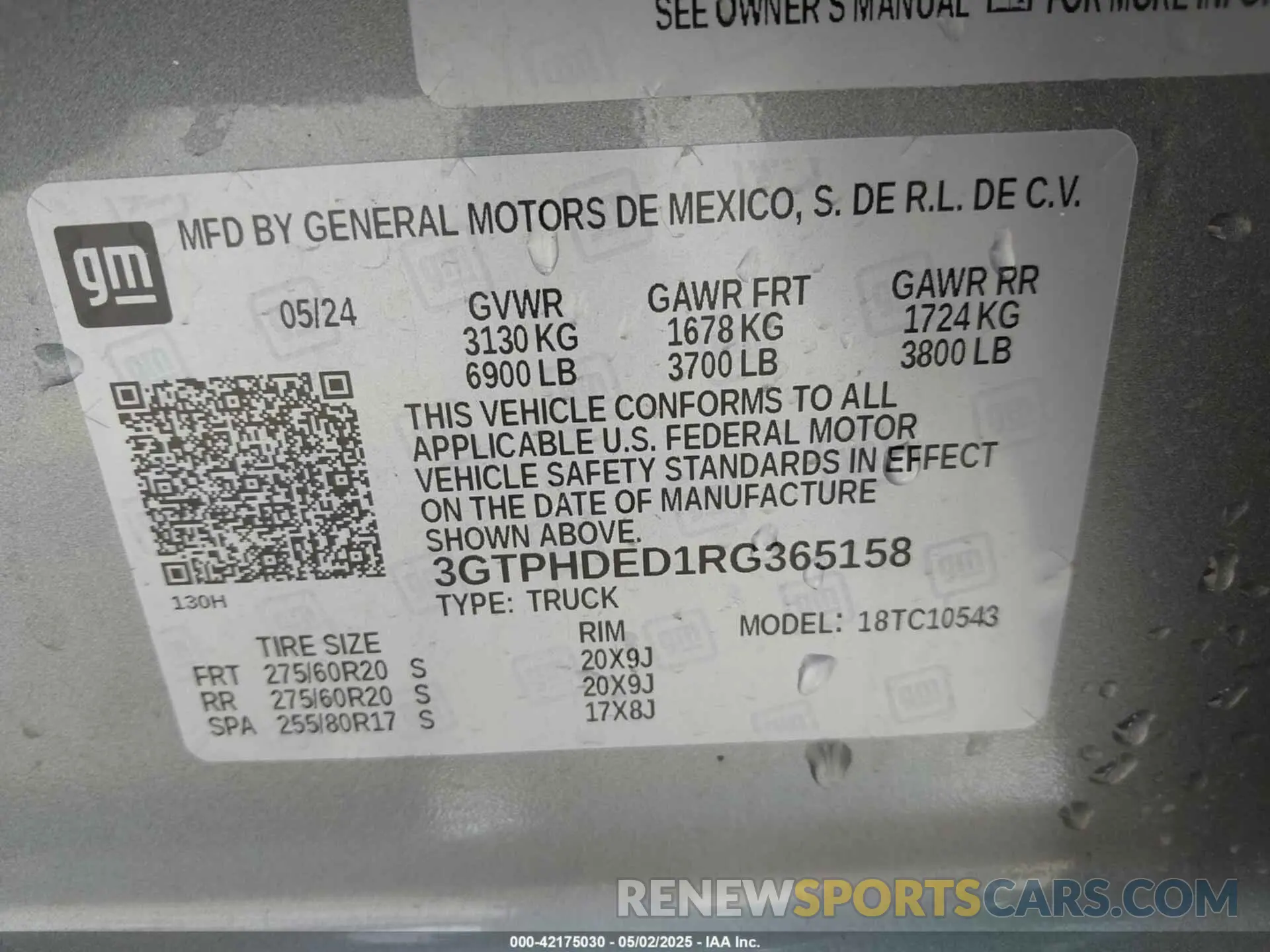 9 Photograph of a damaged car 3GTPHDED1RG365158 GMC SIERRA 1500 2024