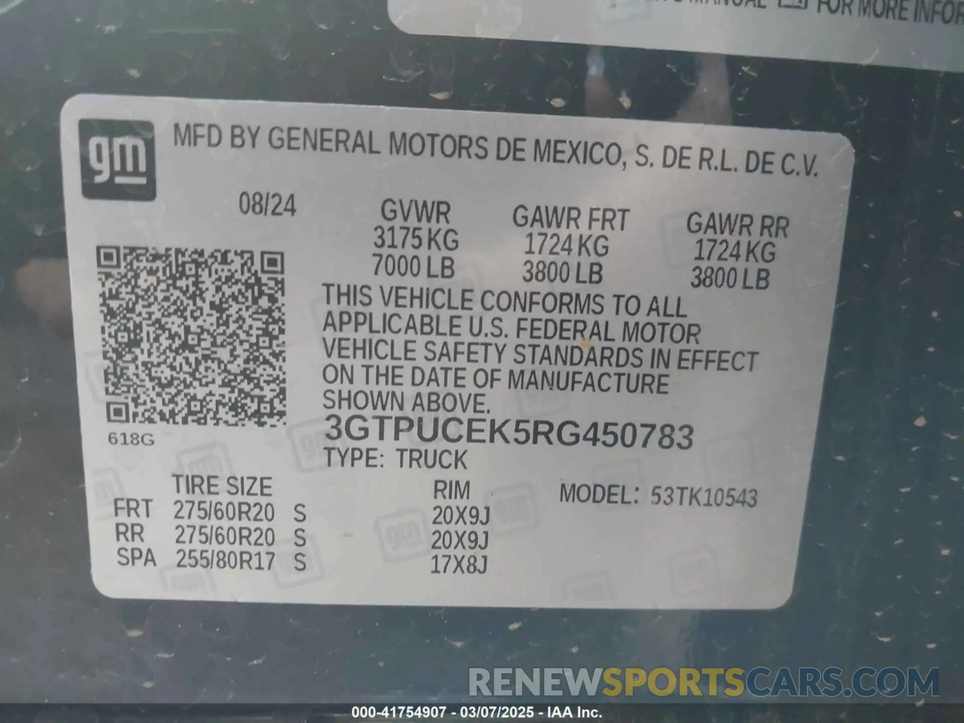9 Photograph of a damaged car 3GTPUCEK5RG450783 GMC SIERRA 1500 2024