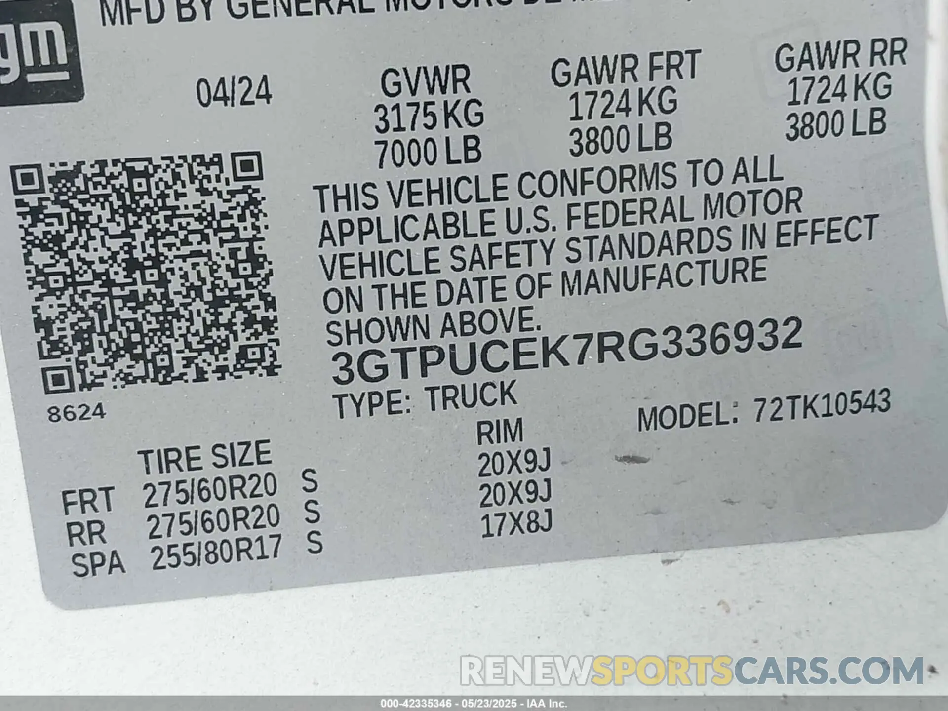 9 Photograph of a damaged car 3GTPUCEK7RG336932 GMC SIERRA 1500 2024