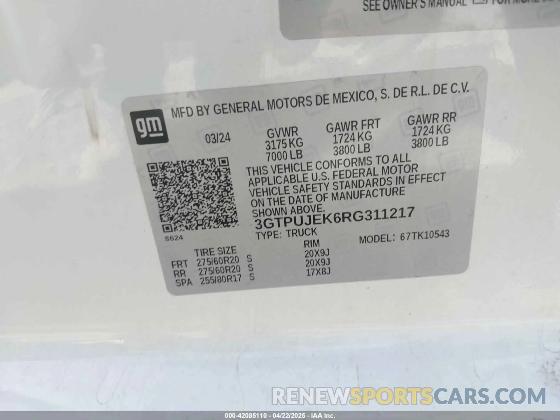 9 Photograph of a damaged car 3GTPUJEK6RG311217 GMC SIERRA 1500 2024