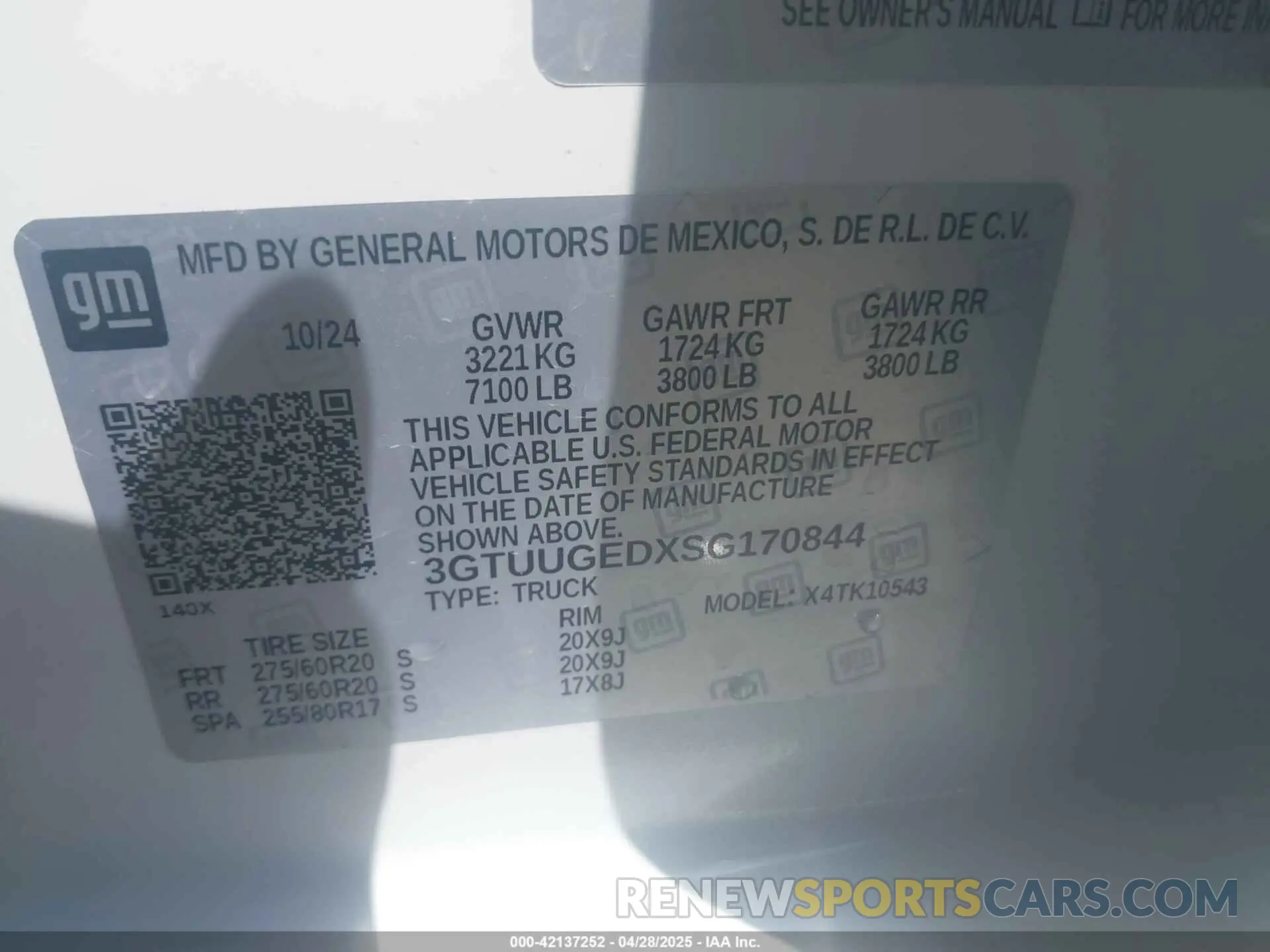 9 Photograph of a damaged car 3GTUUGEDXSG170844 GMC SIERRA 1500 2025