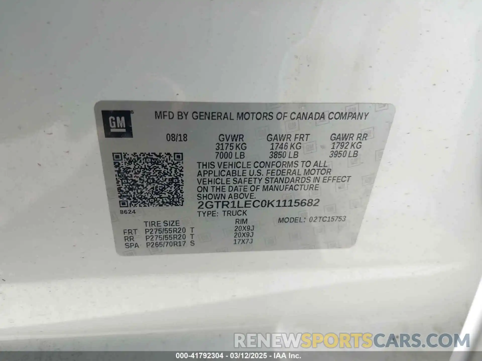 9 Photograph of a damaged car 2GTR1LEC0K1115682 GMC SIERRA 1500 LIMITED 2019