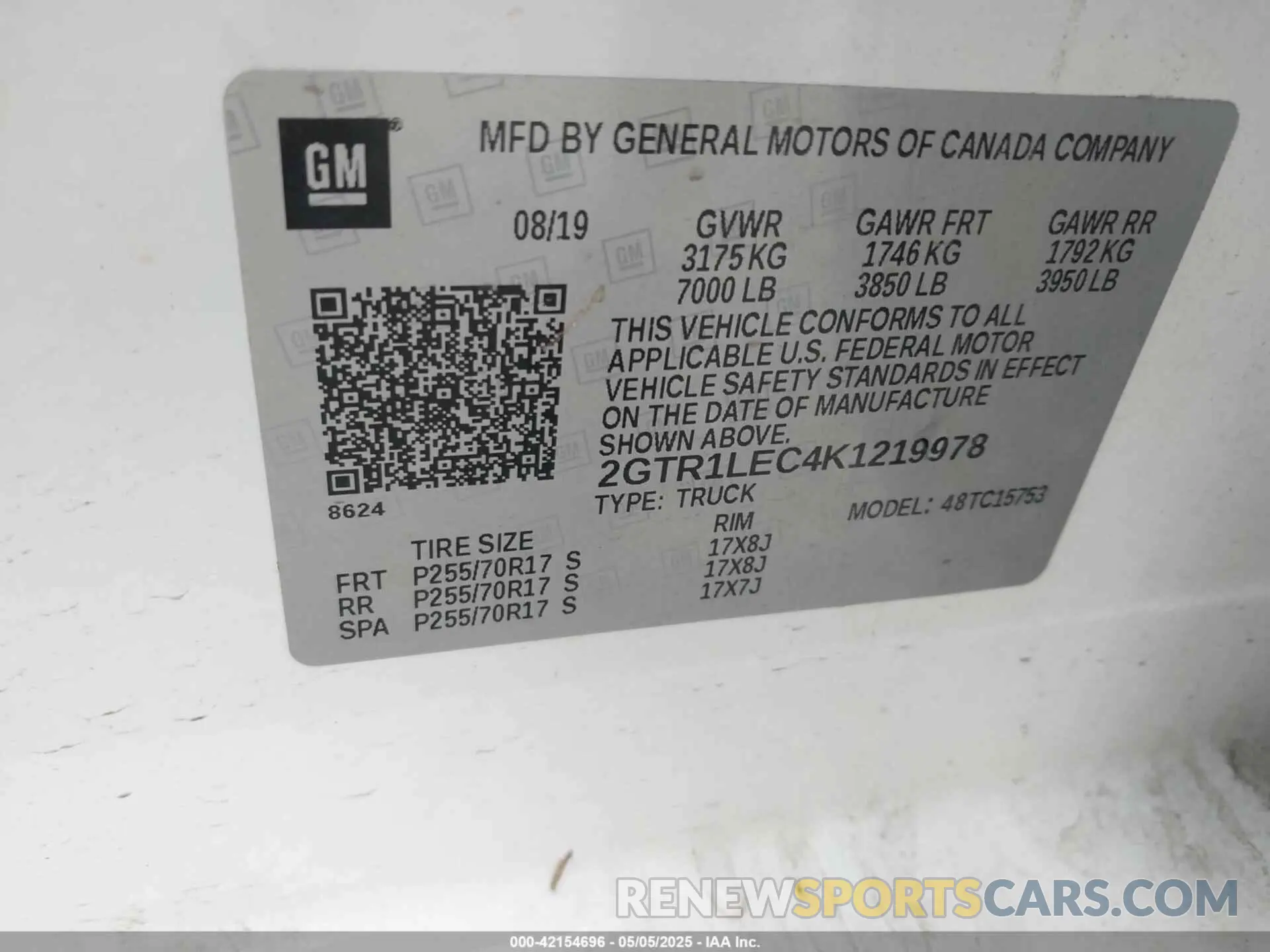 9 Photograph of a damaged car 2GTR1LEC4K1219978 GMC SIERRA 1500 LIMITED 2019