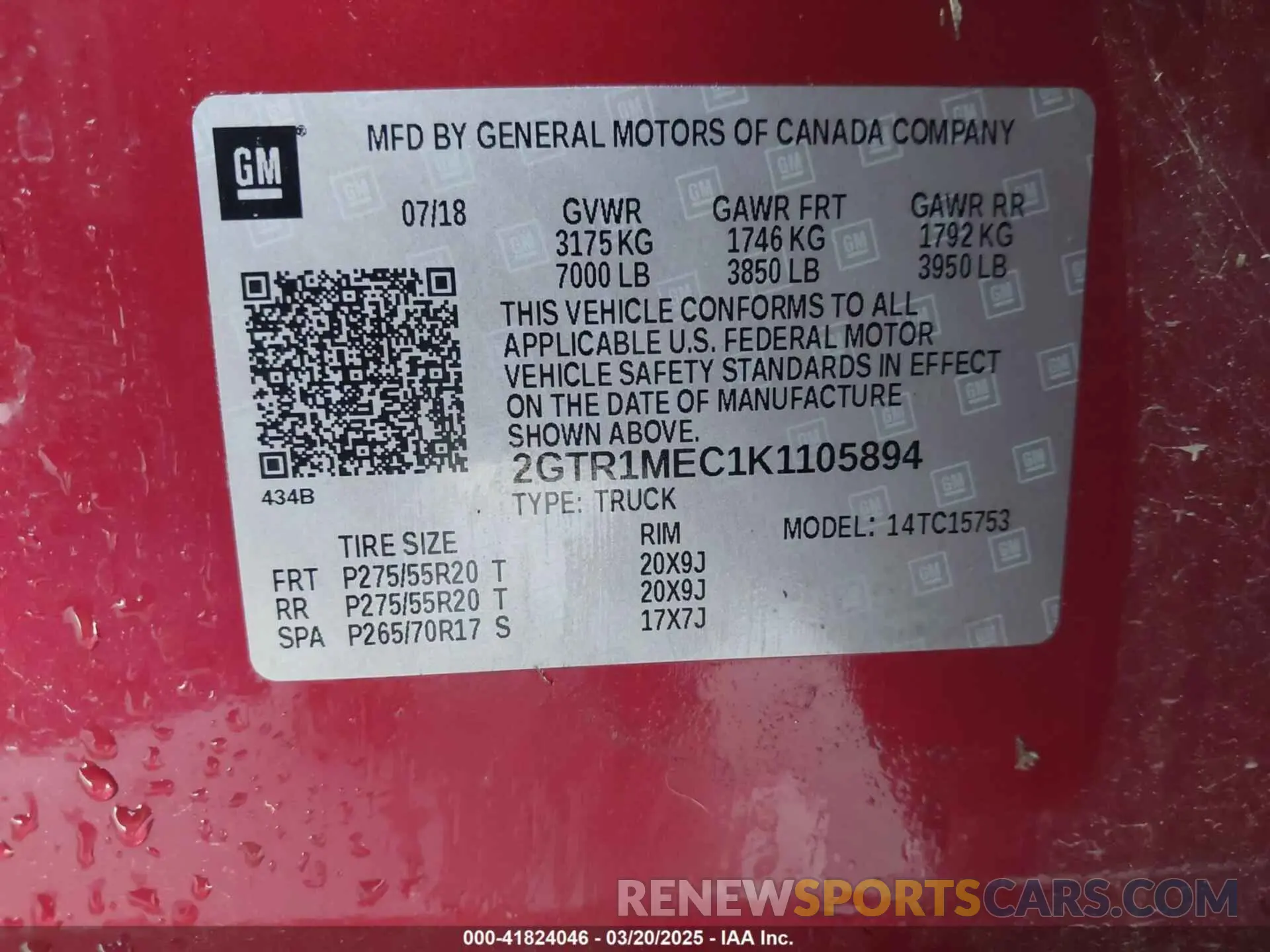 9 Photograph of a damaged car 2GTR1MEC1K1105894 GMC SIERRA 1500 LIMITED 2019