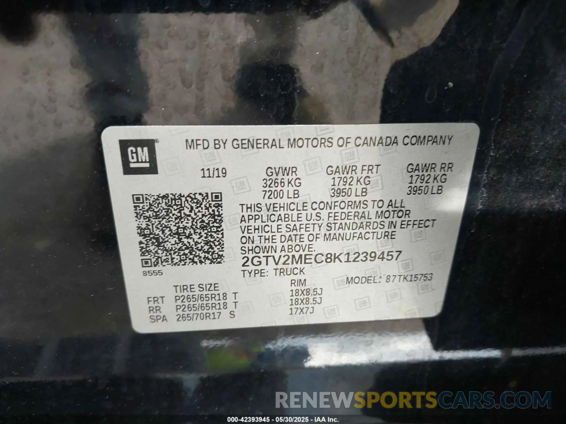 9 Photograph of a damaged car 2GTV2MEC8K1239457 GMC SIERRA 1500 LIMITED 2019