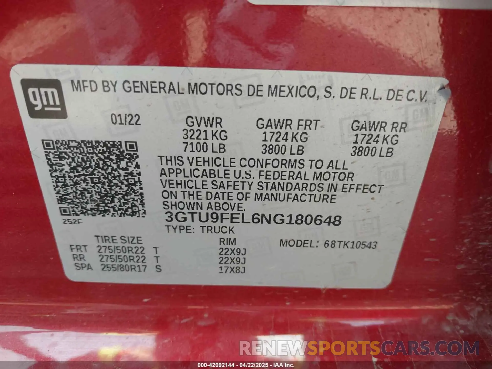 9 Photograph of a damaged car 3GTU9FEL6NG180648 GMC SIERRA 1500 LIMITED 2022