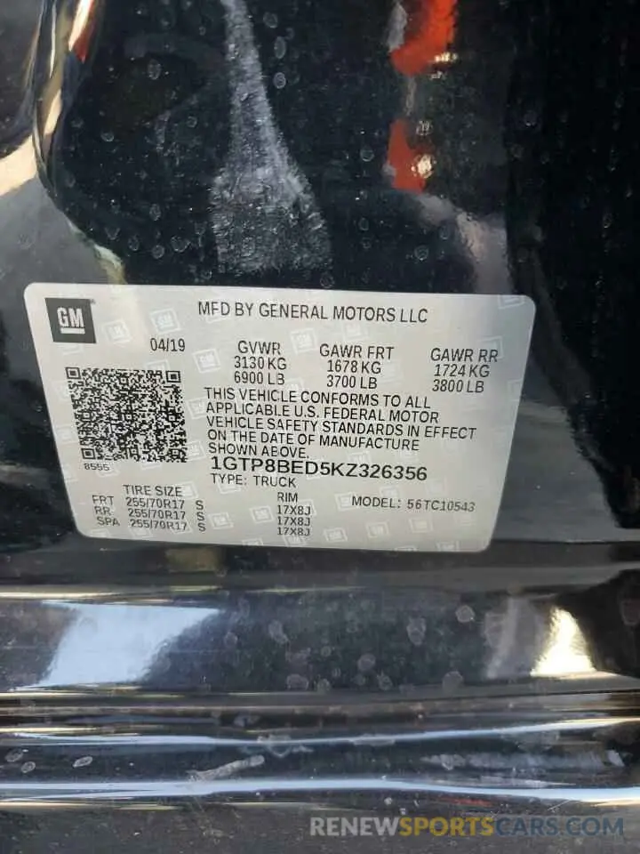 14 Photograph of a damaged car 1GTP8BED5KZ326356 GMC SIERRA 2019