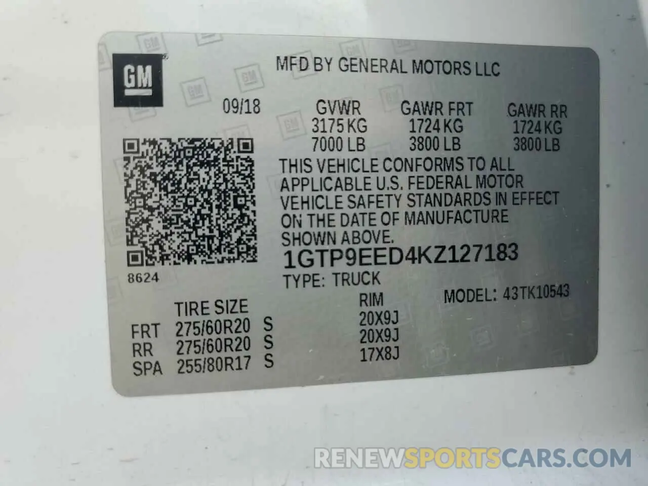 13 Photograph of a damaged car 1GTP9EED4KZ127183 GMC SIERRA 2019