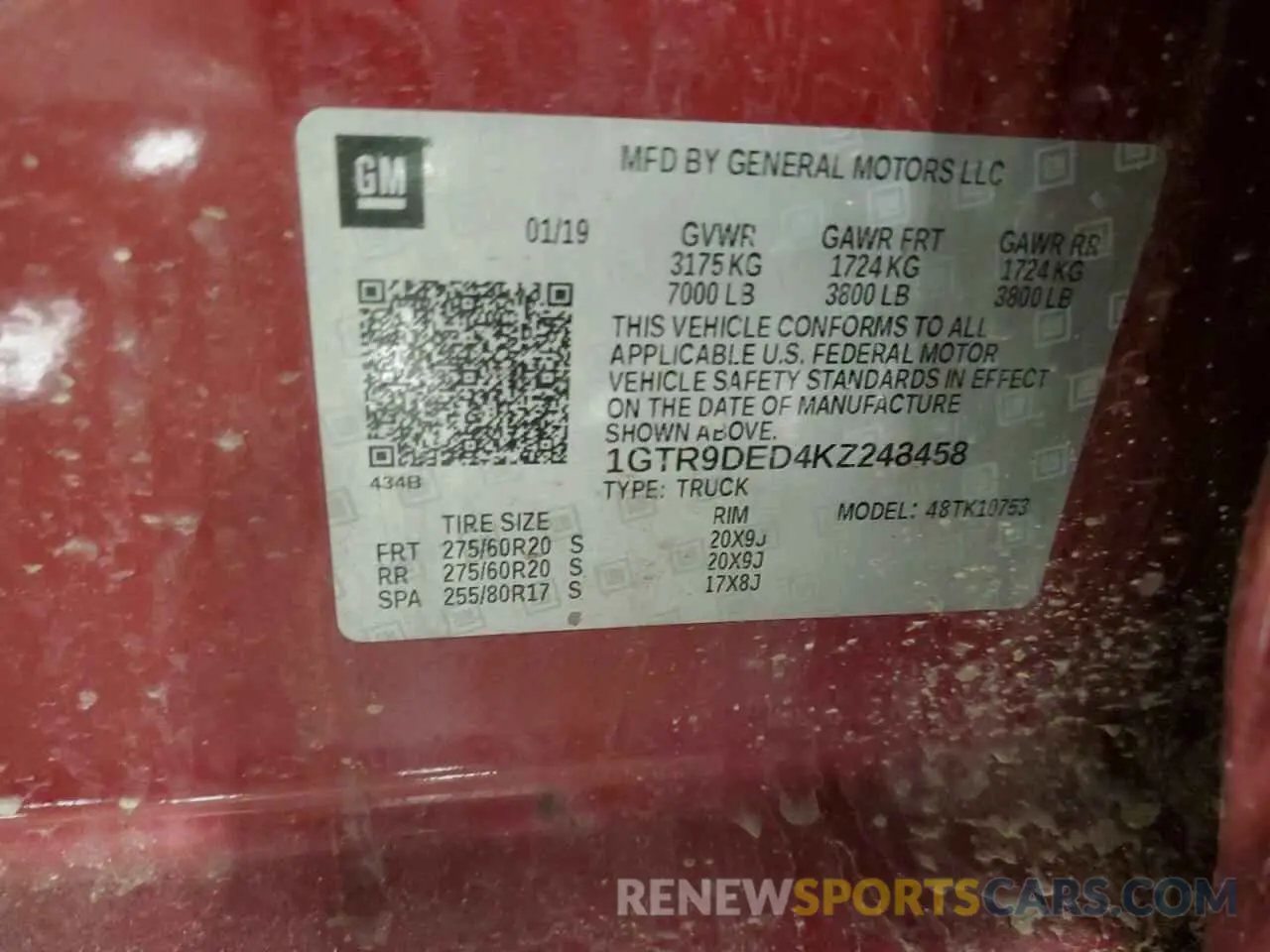 14 Photograph of a damaged car 1GTR9DED4KZ248458 GMC SIERRA 2019