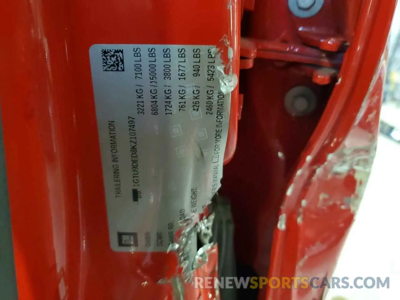 14 Photograph of a damaged car 1GTU9DED8KZ107497 GMC SIERRA 2019
