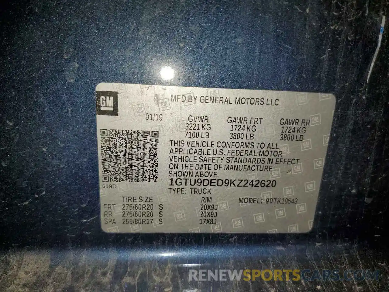 12 Photograph of a damaged car 1GTU9DED9KZ242620 GMC SIERRA 2019