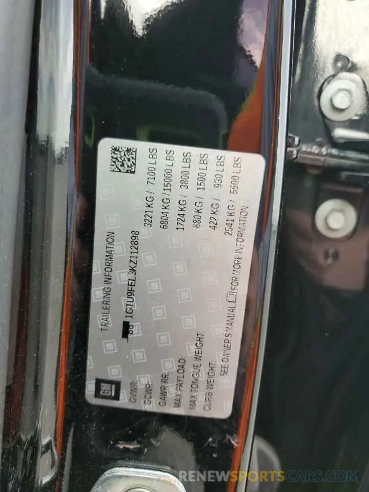 12 Photograph of a damaged car 1GTU9FEL3KZ112898 GMC SIERRA 2019