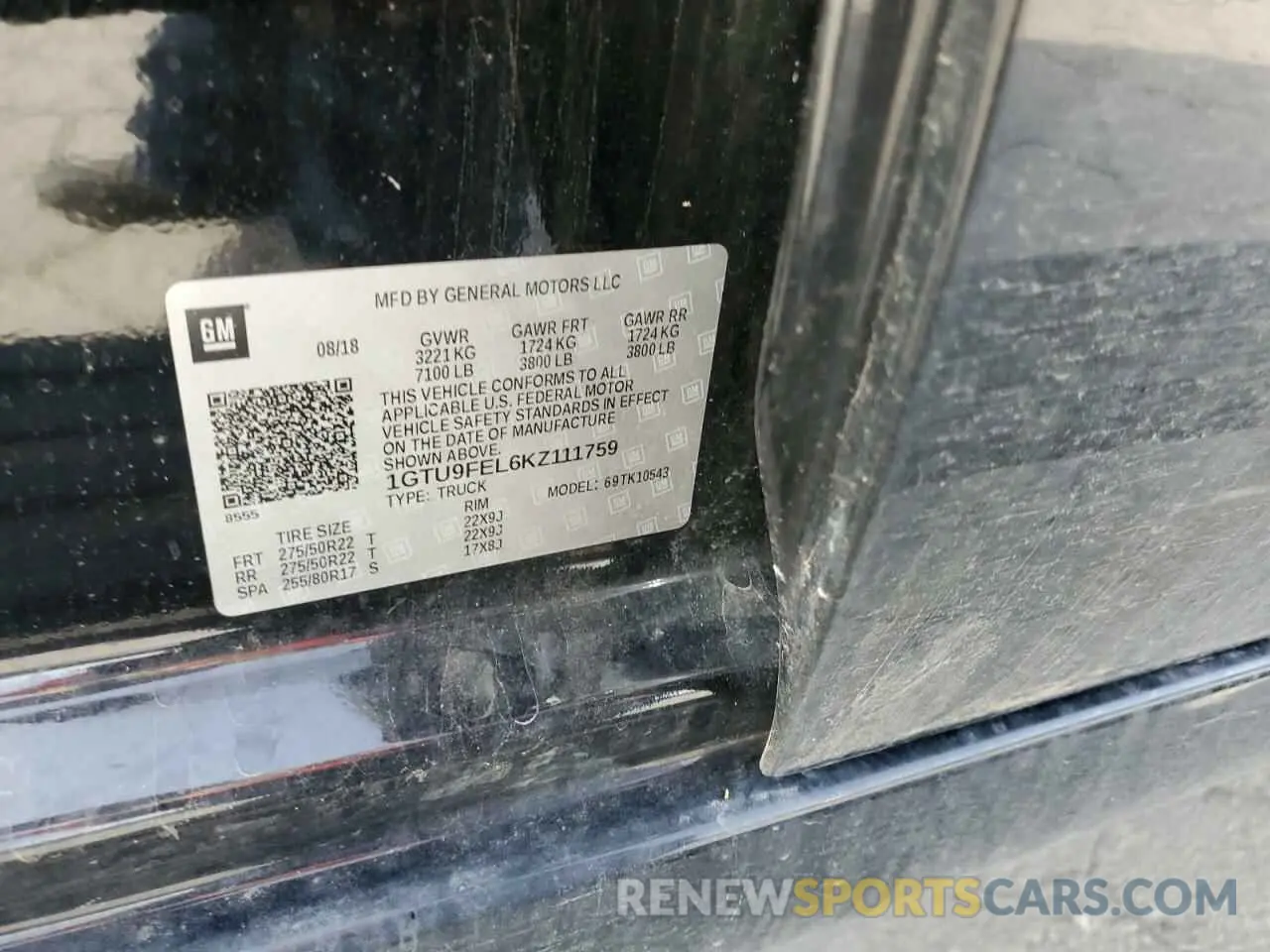 14 Photograph of a damaged car 1GTU9FEL6KZ111759 GMC SIERRA 2019