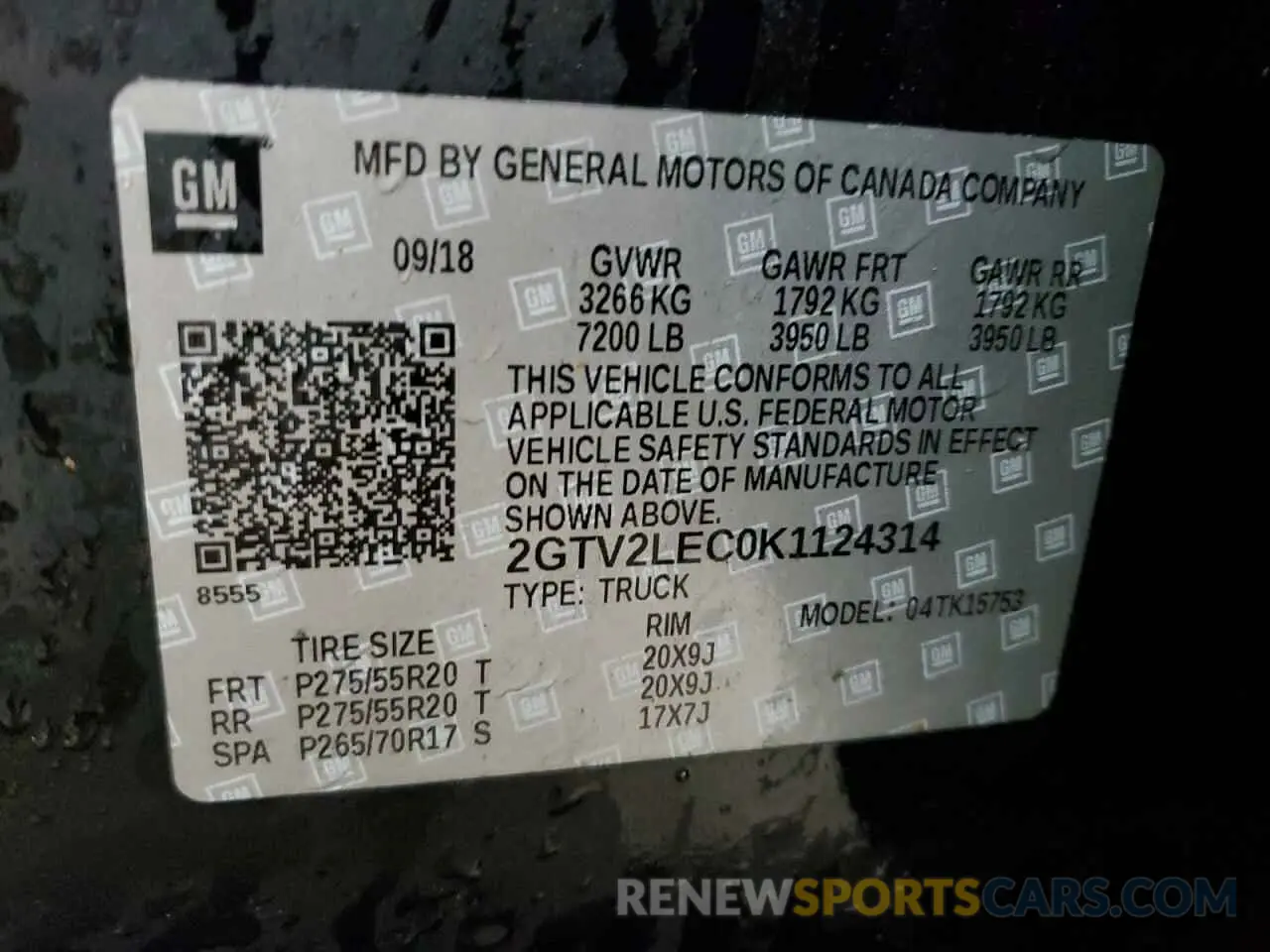 12 Photograph of a damaged car 2GTV2LEC0K1124314 GMC SIERRA 2019