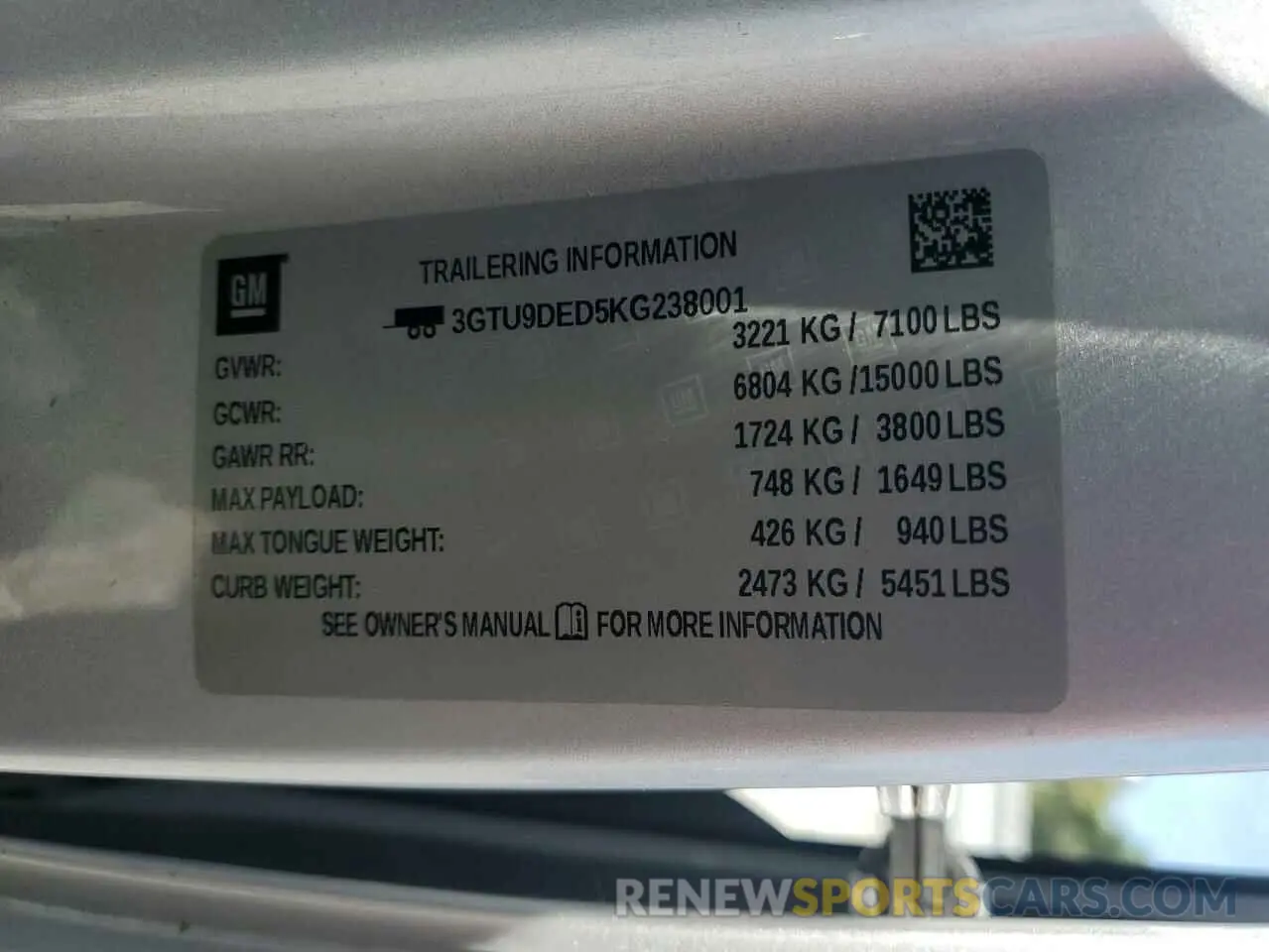 12 Photograph of a damaged car 3GTU9DED5KG238001 GMC SIERRA 2019
