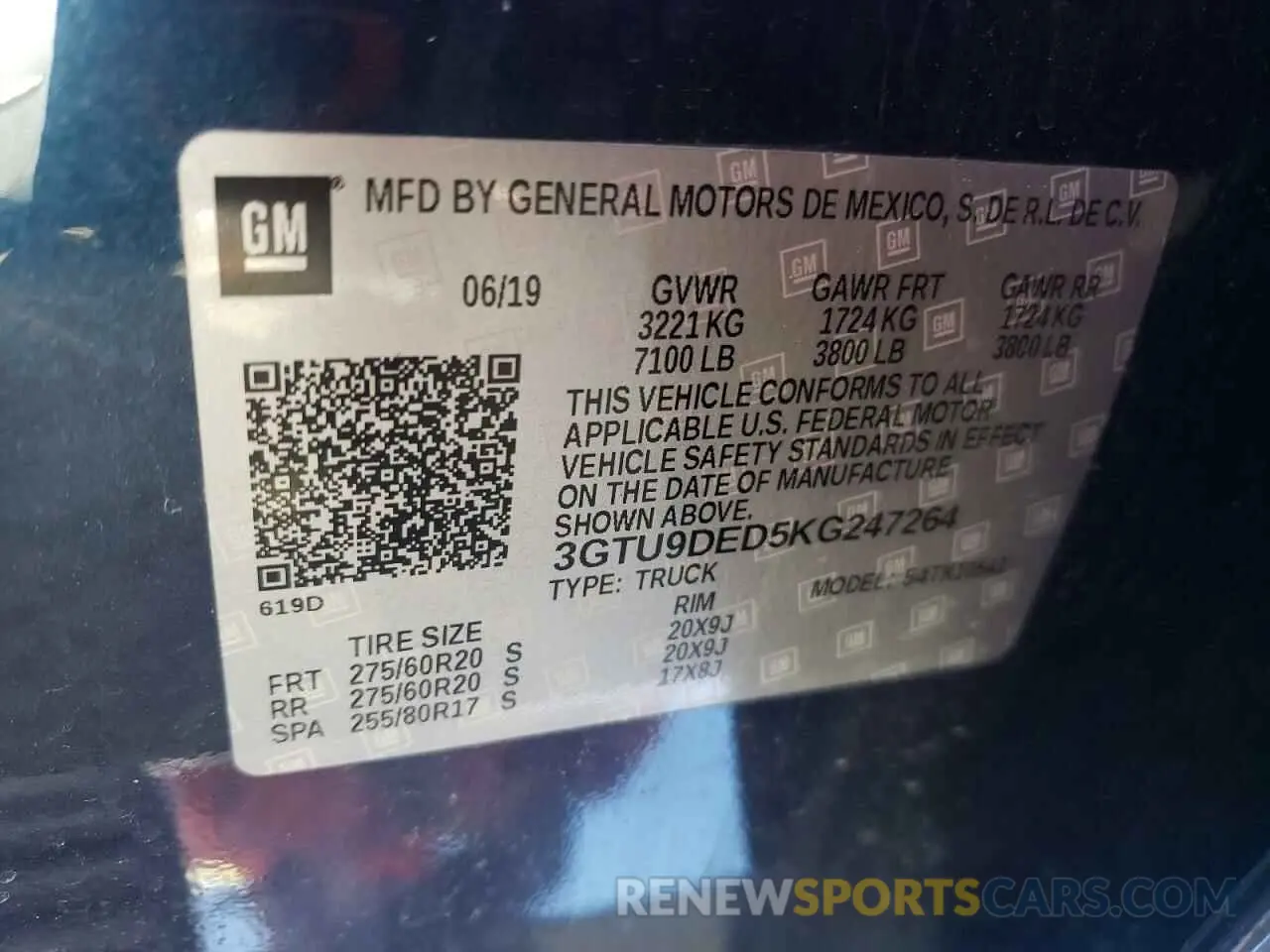 15 Photograph of a damaged car 3GTU9DED5KG247264 GMC SIERRA 2019