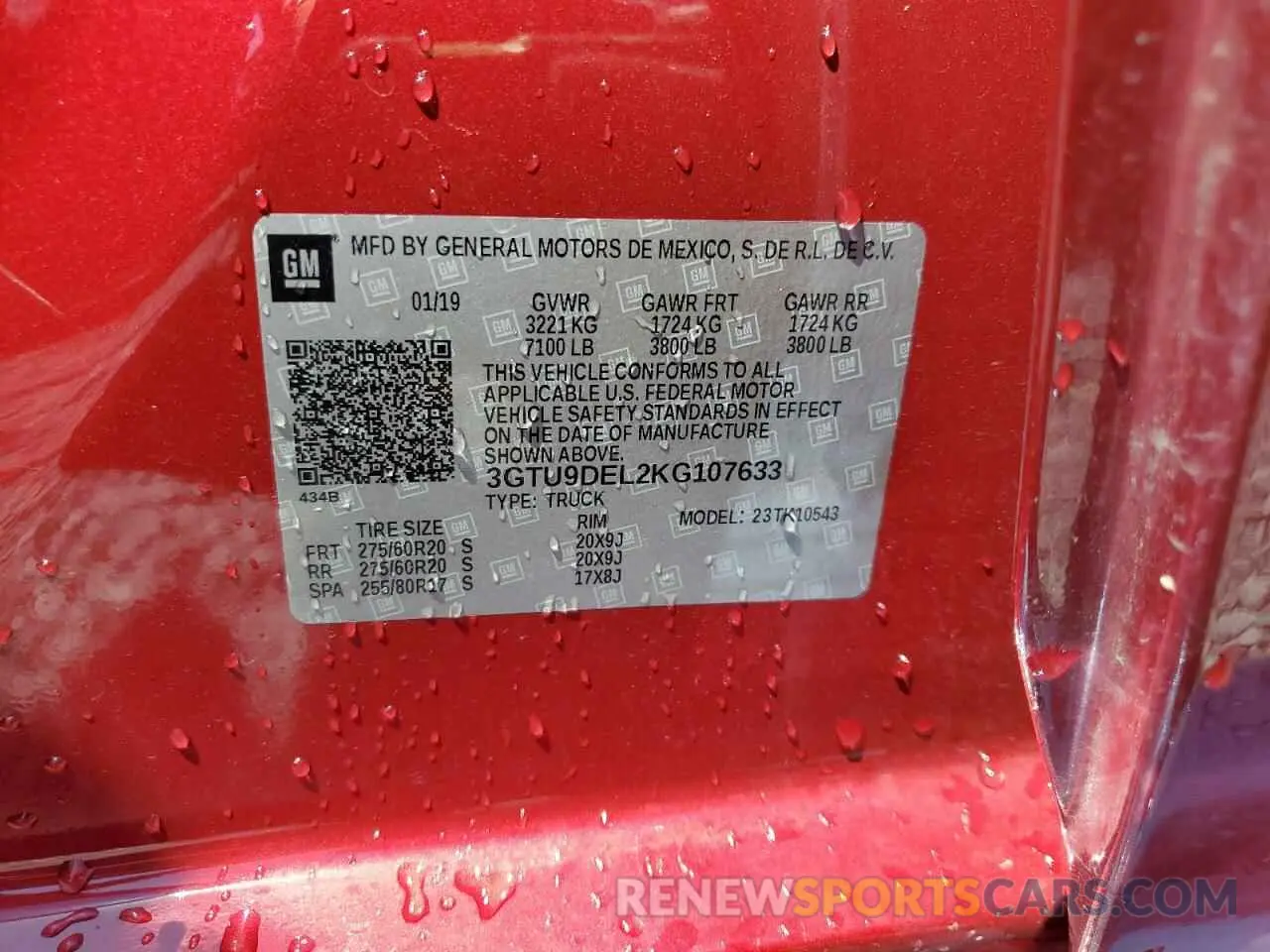 12 Photograph of a damaged car 3GTU9DEL2KG107633 GMC SIERRA 2019