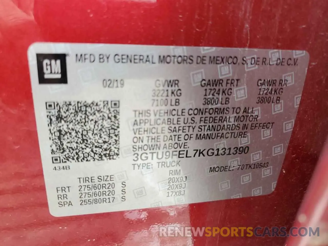 14 Photograph of a damaged car 3GTU9FEL7KG131390 GMC SIERRA 2019