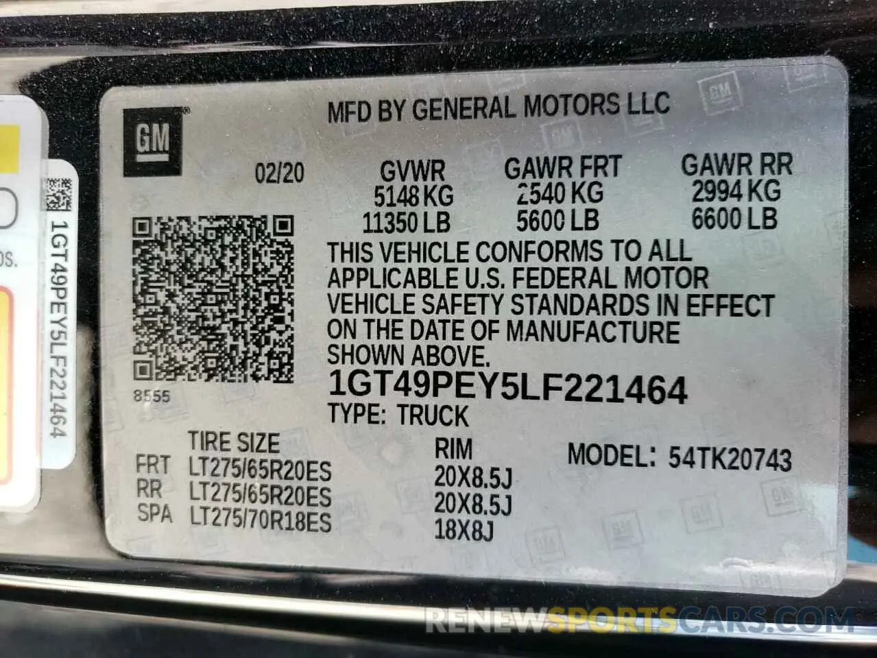 12 Photograph of a damaged car 1GT49PEY5LF221464 GMC SIERRA 2020