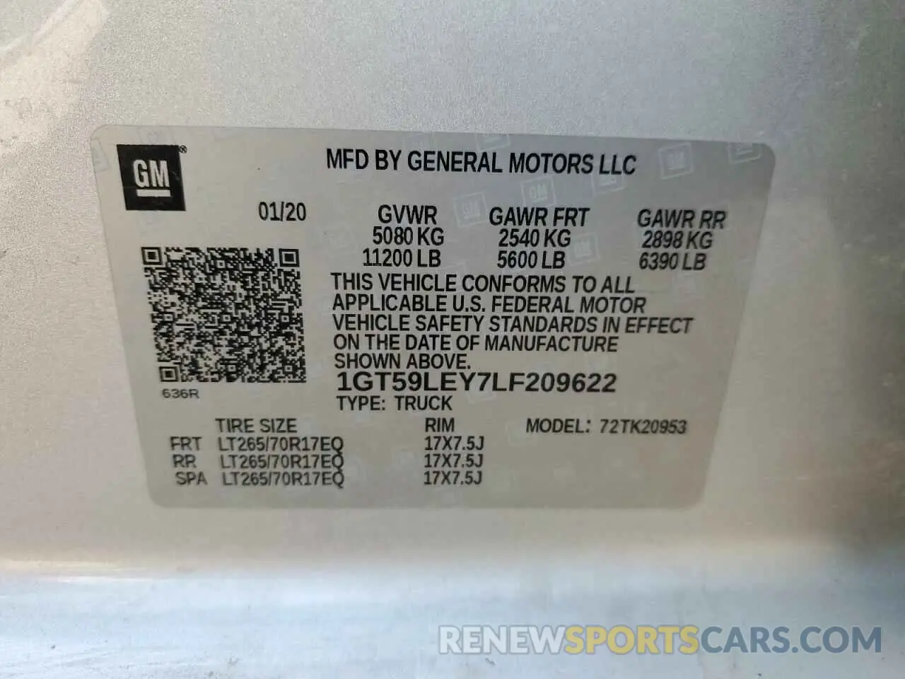 14 Photograph of a damaged car 1GT59LEY7LF209622 GMC SIERRA 2020