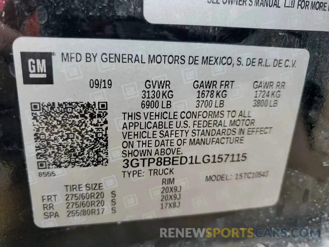 14 Photograph of a damaged car 3GTP8BED1LG157115 GMC SIERRA 2020