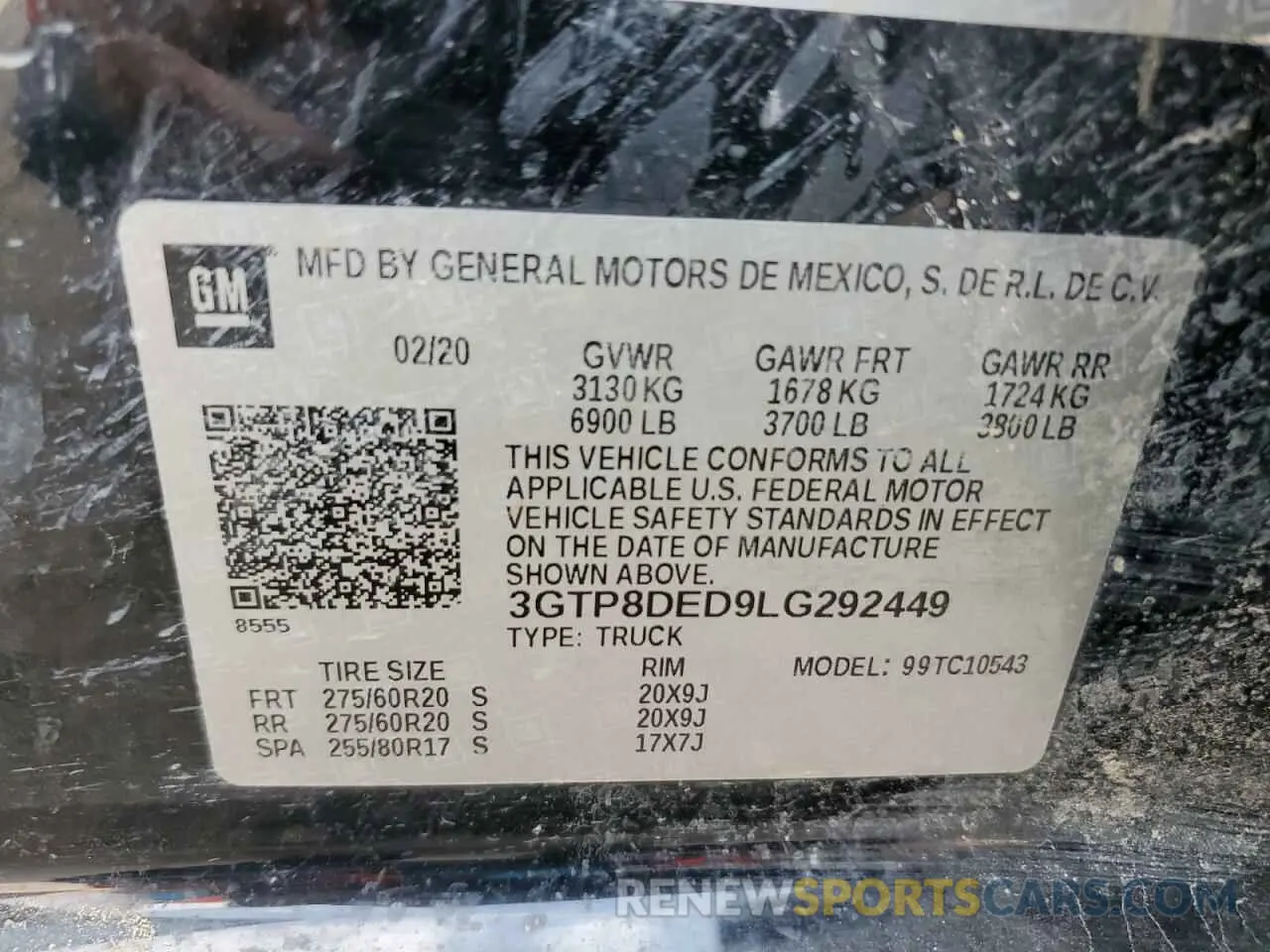 12 Photograph of a damaged car 3GTP8DED9LG292449 GMC SIERRA 2020