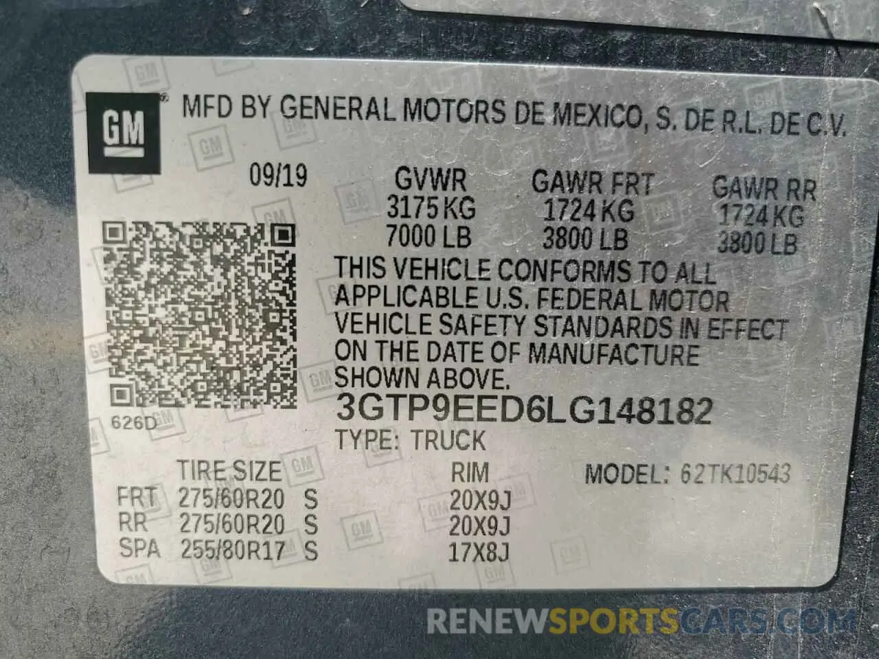 12 Photograph of a damaged car 3GTP9EED6LG148182 GMC SIERRA 2020