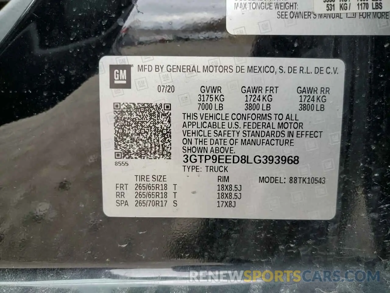 14 Photograph of a damaged car 3GTP9EED8LG393968 GMC SIERRA 2020