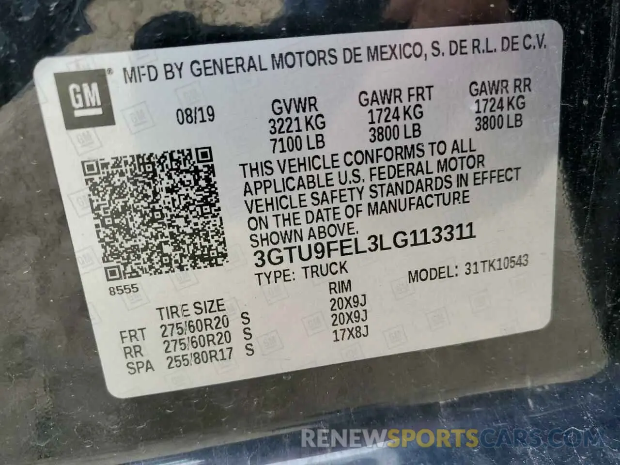 12 Photograph of a damaged car 3GTU9FEL3LG113311 GMC SIERRA 2020